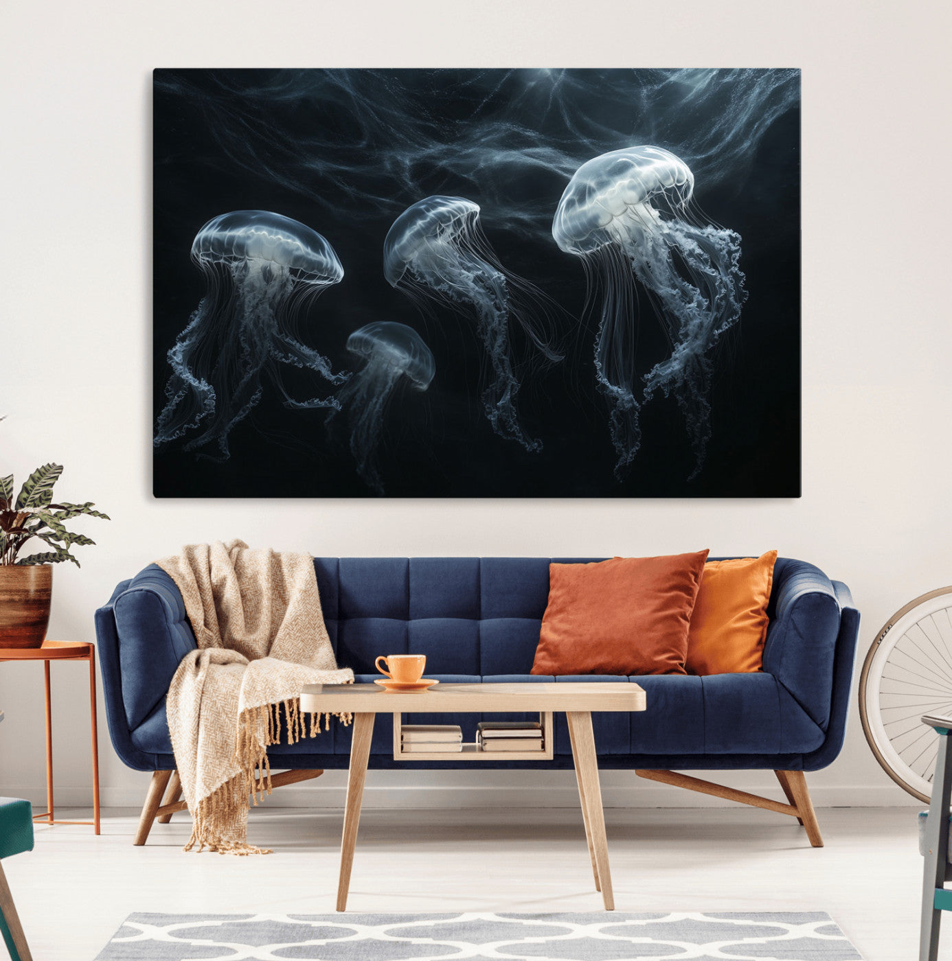 53117-MGV-CV-36X24-Jellyfish Wall Art Canvas Print, Elegant Wall Decor