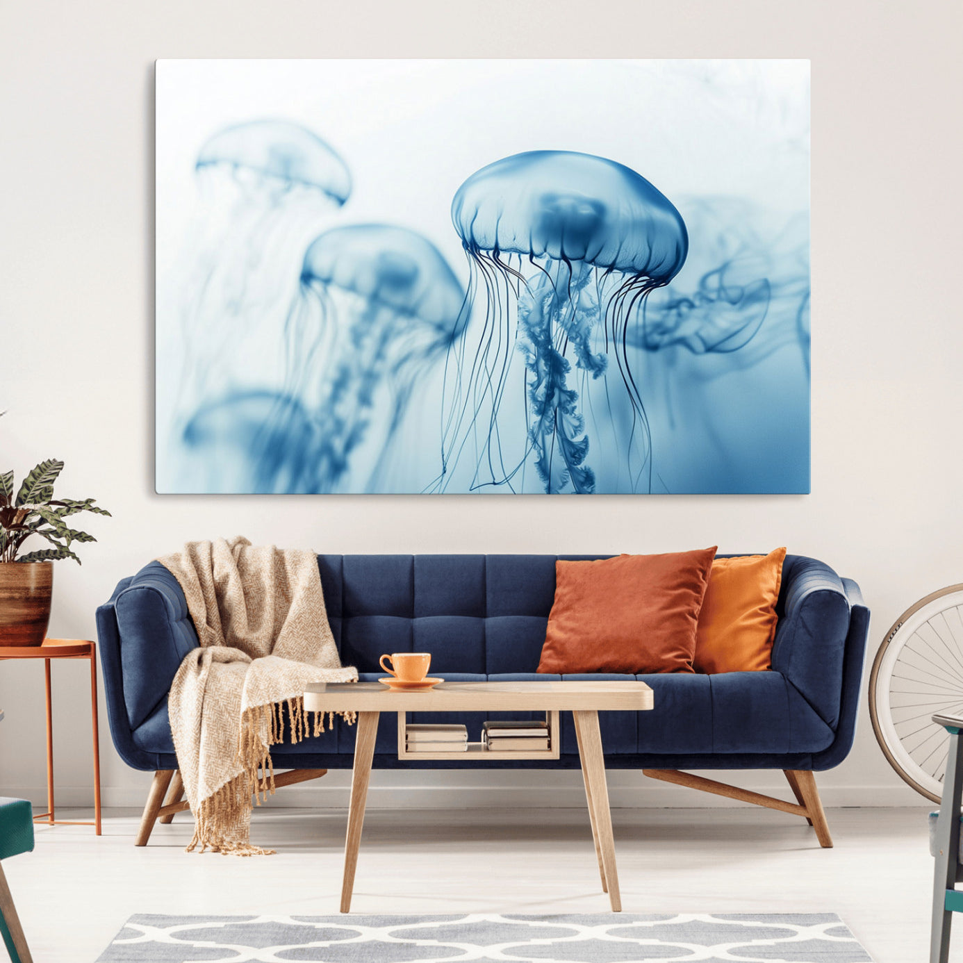 -Blue Jellyfish Wall Art Canvas Print