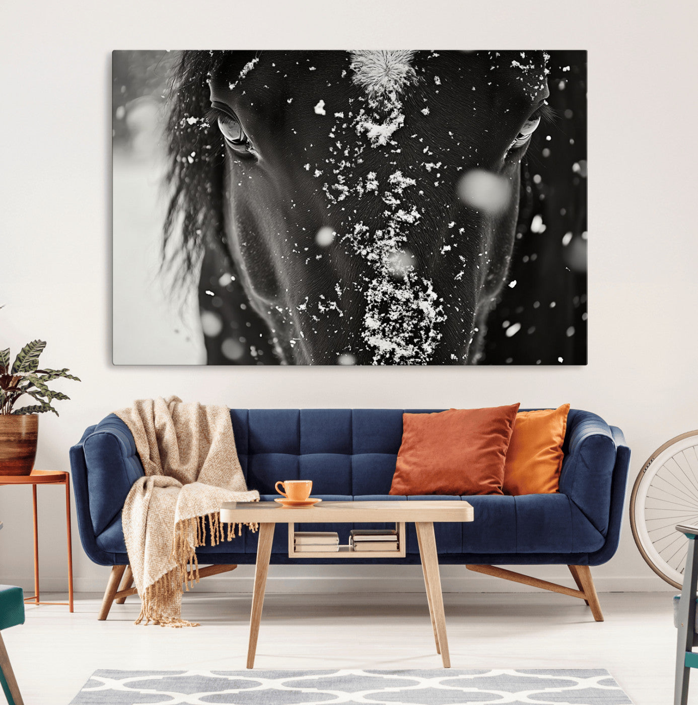 73281-MGV-CV-36X24-Winter Horse Snow Wall Art Canvas Print