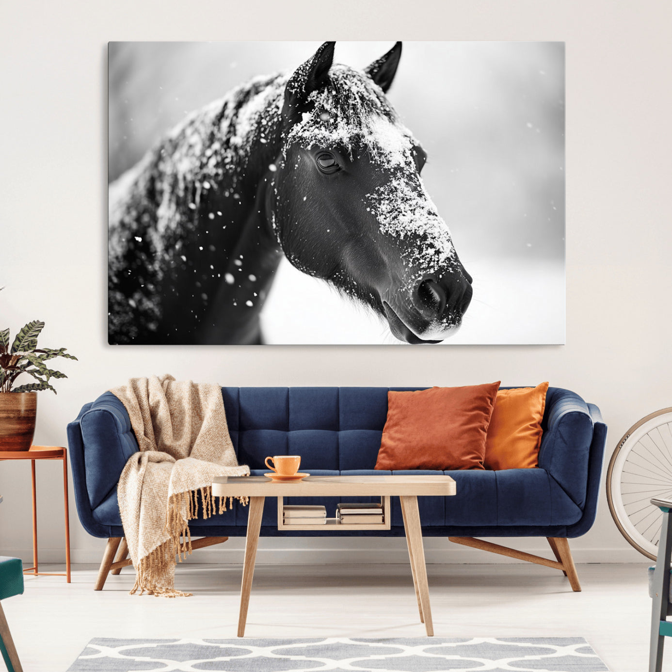 -Horse Canvas Print - Winter Horse Snow Wall Art Canvas Print