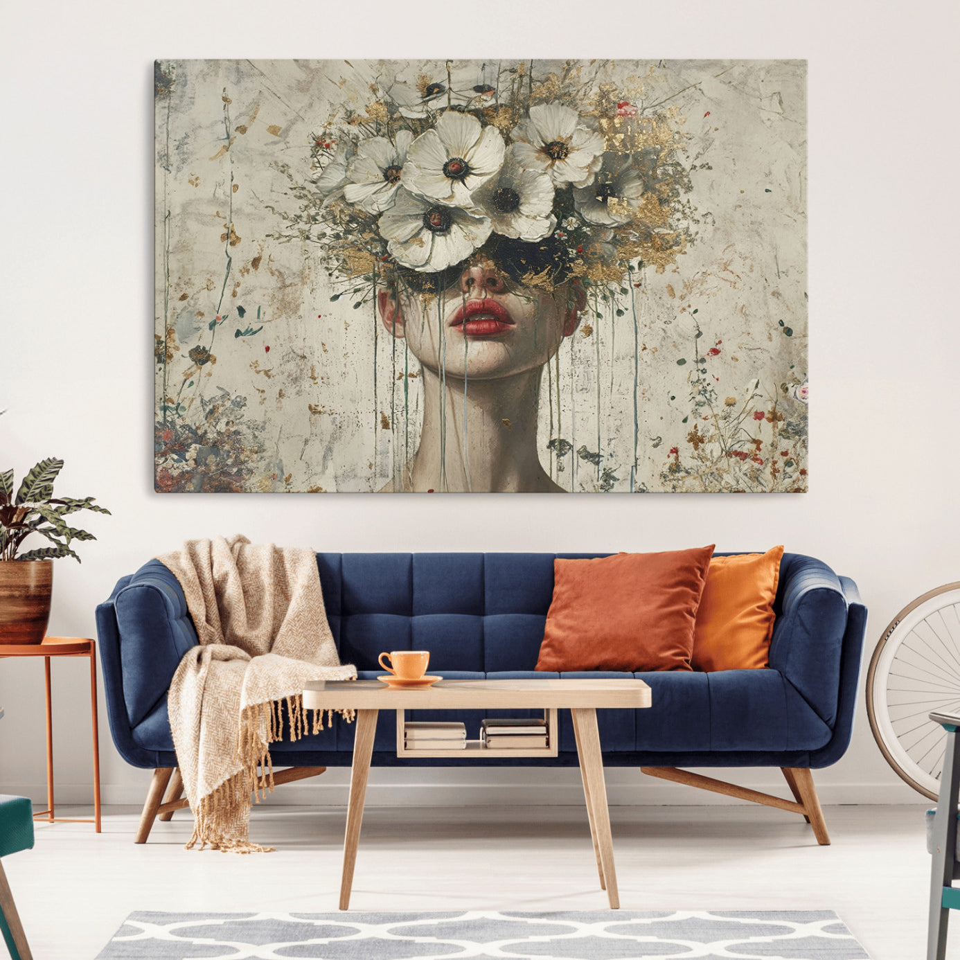 72759-MGV-CV-36X24-Abstract Floral Women Patel Wall Art Canvas Print
