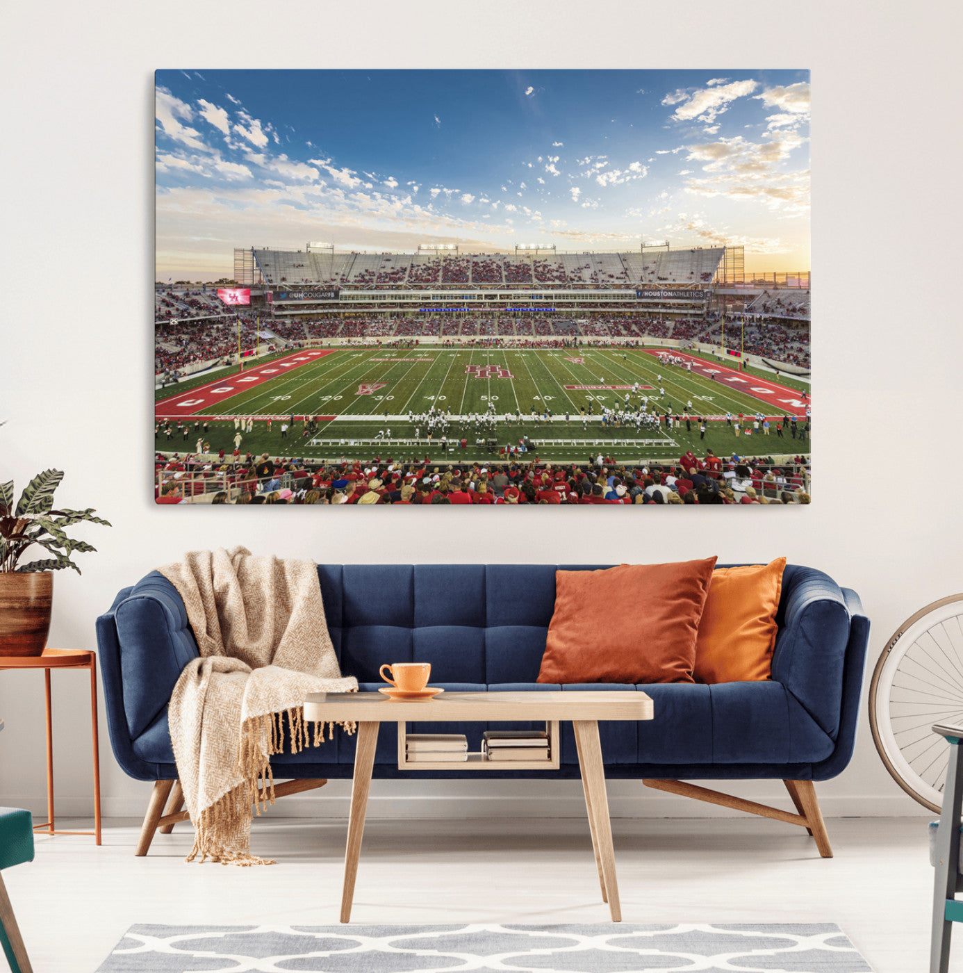 -Framed Houston Cougars Football Team Print - Houston TDECU Stadium Wall Art Canvas Print