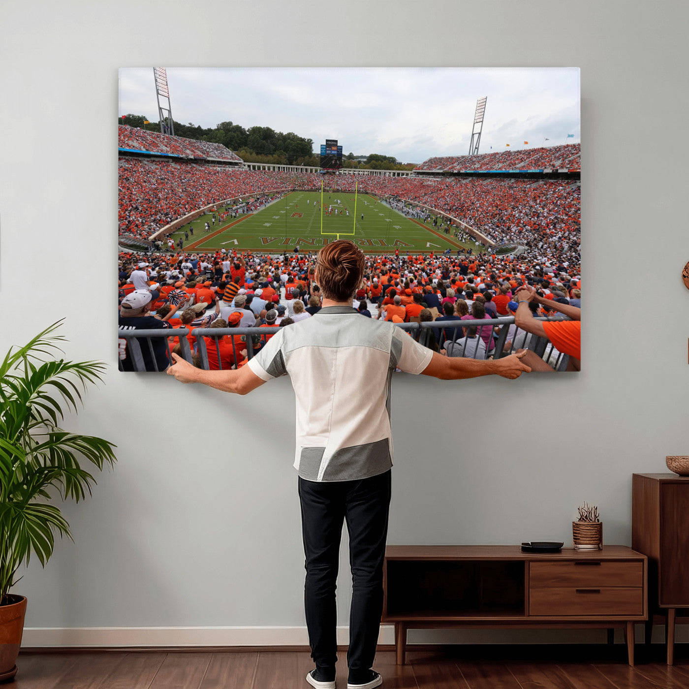 63606-MGV-CV-36X24 - Virginia Cavaliers Football Team Print - Charlottesville Scott Stadium Print Wall Art Canvas