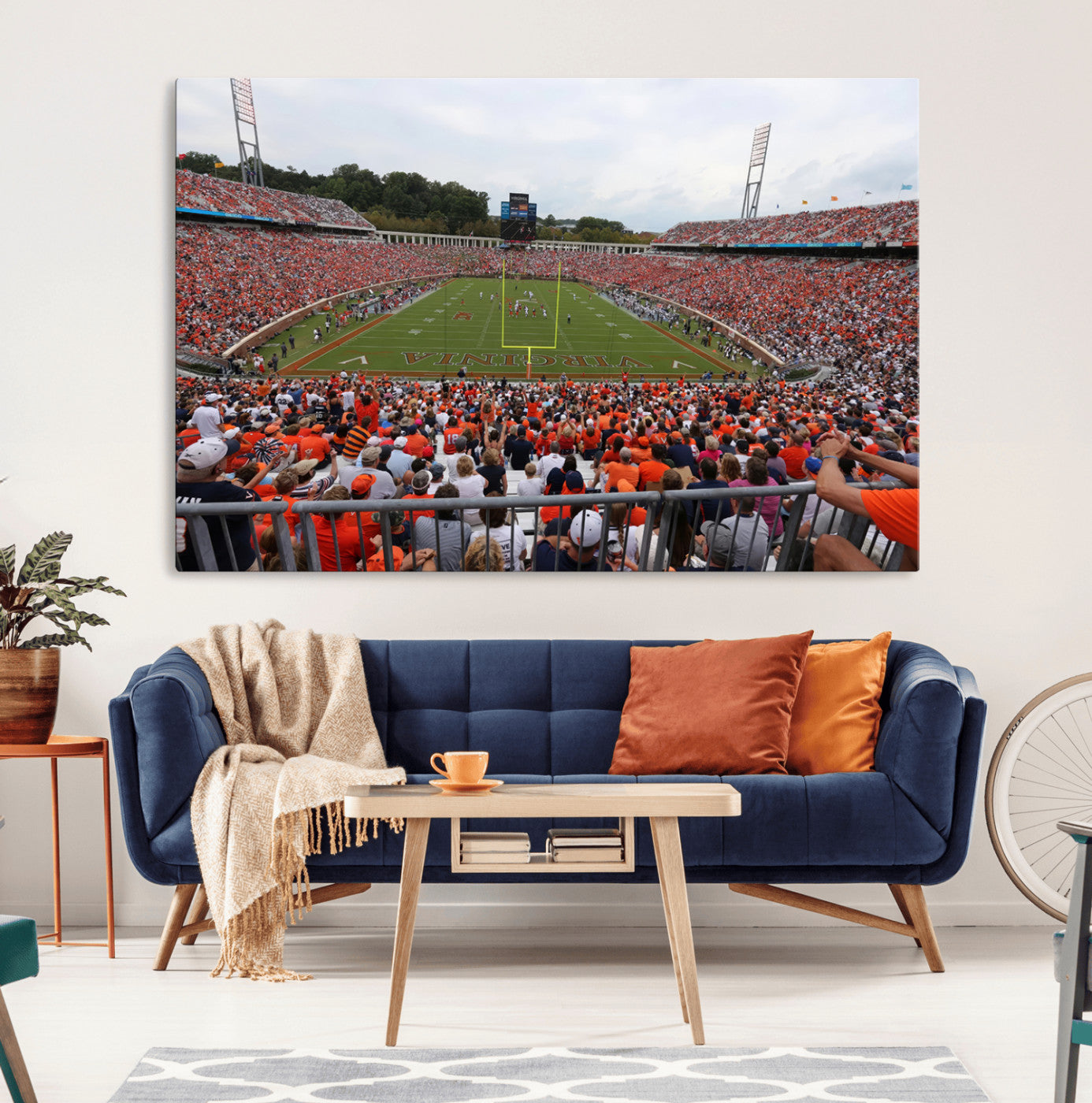 63606-MGV-CV-80X40-5P-Virginia Cavaliers Football Team Print - Charlottesville Scott Stadium Print Wall Art Canvas