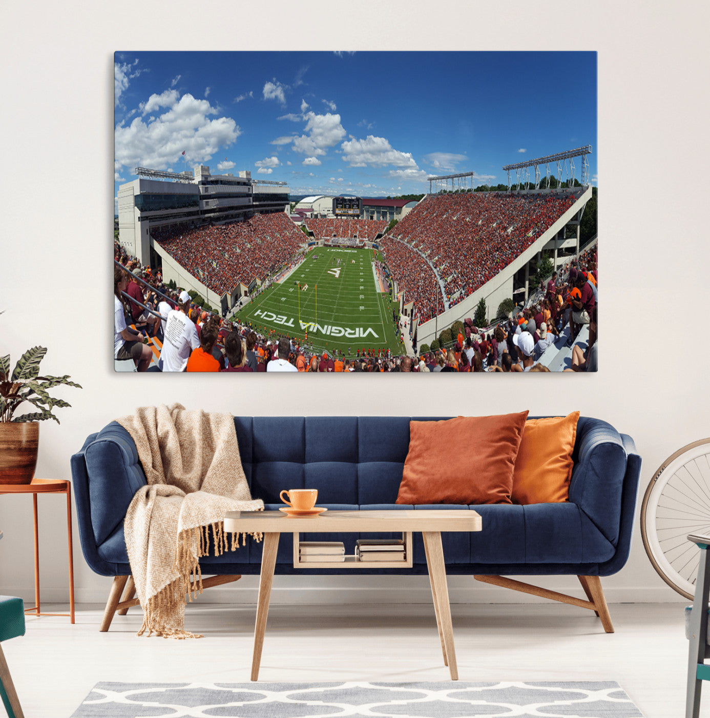 87769-MGV-CV-36X24-Virginia Tech Hokies Football Team Print - Blacksburg Lane Stadium Wall Art Canvas Print