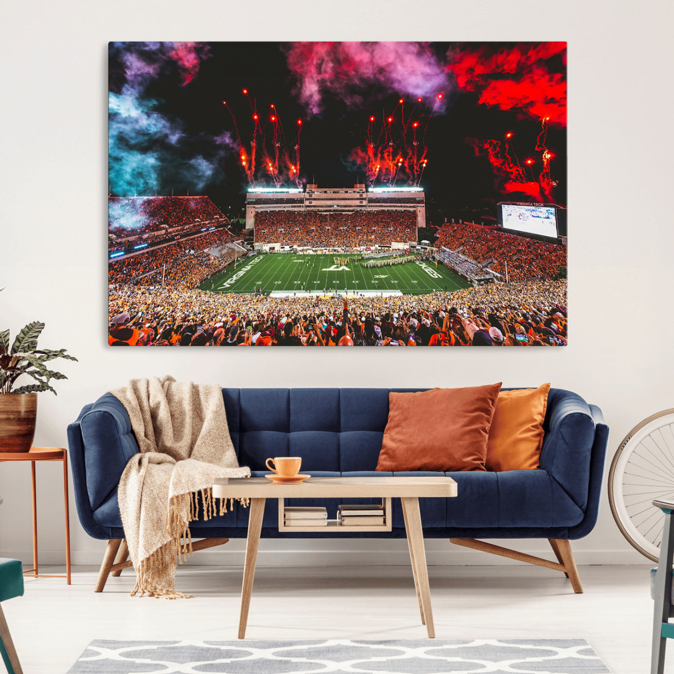-Virginia Tech Hokies Football Team Print - Blacksburg Lane Stadium Wall Art Canvas Print