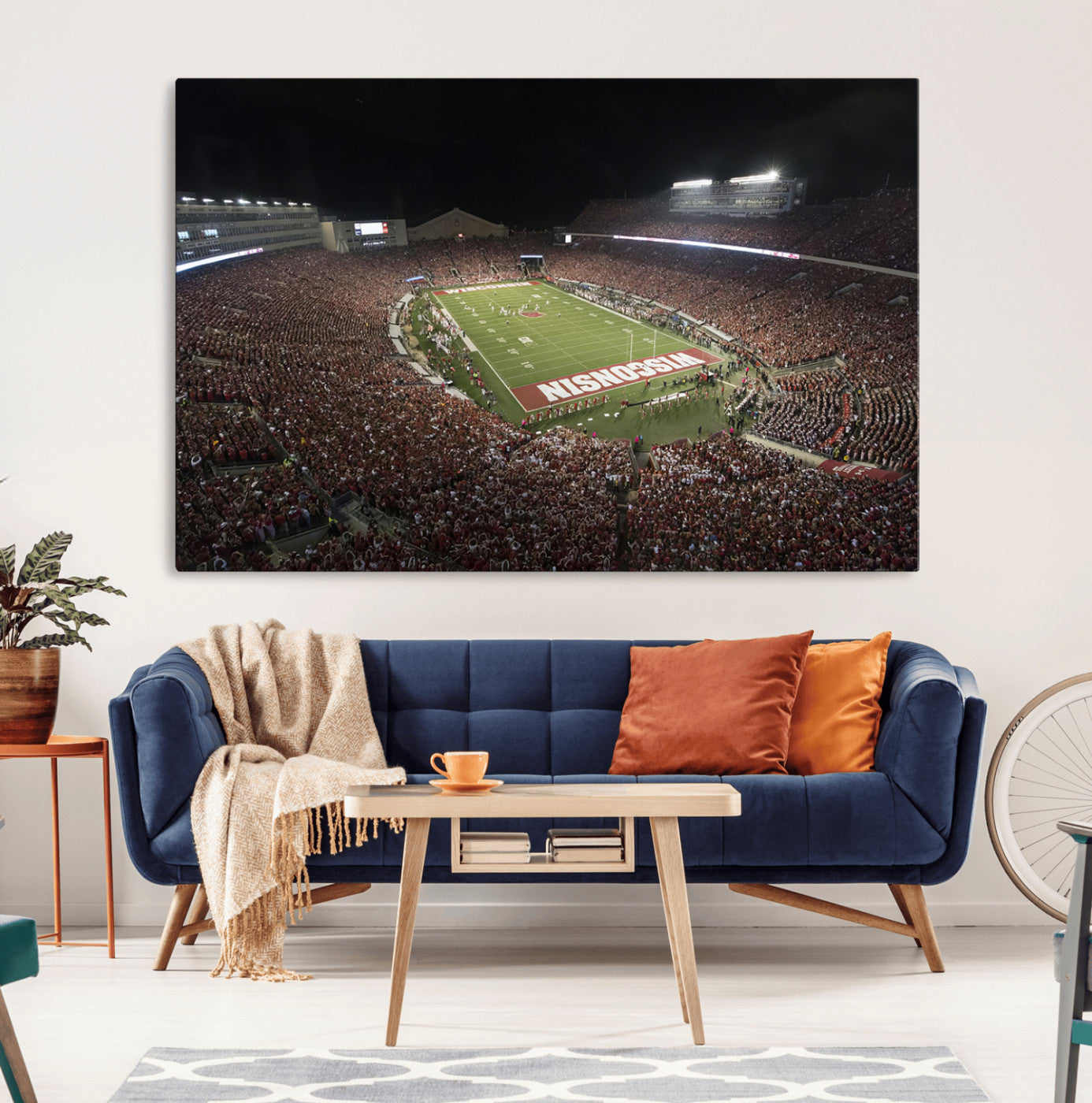 42403-MGV-CV-36X24-Wisconsin Badgers Football Team Print - Madison Camp Randall Stadium Wall Art Canvas Print