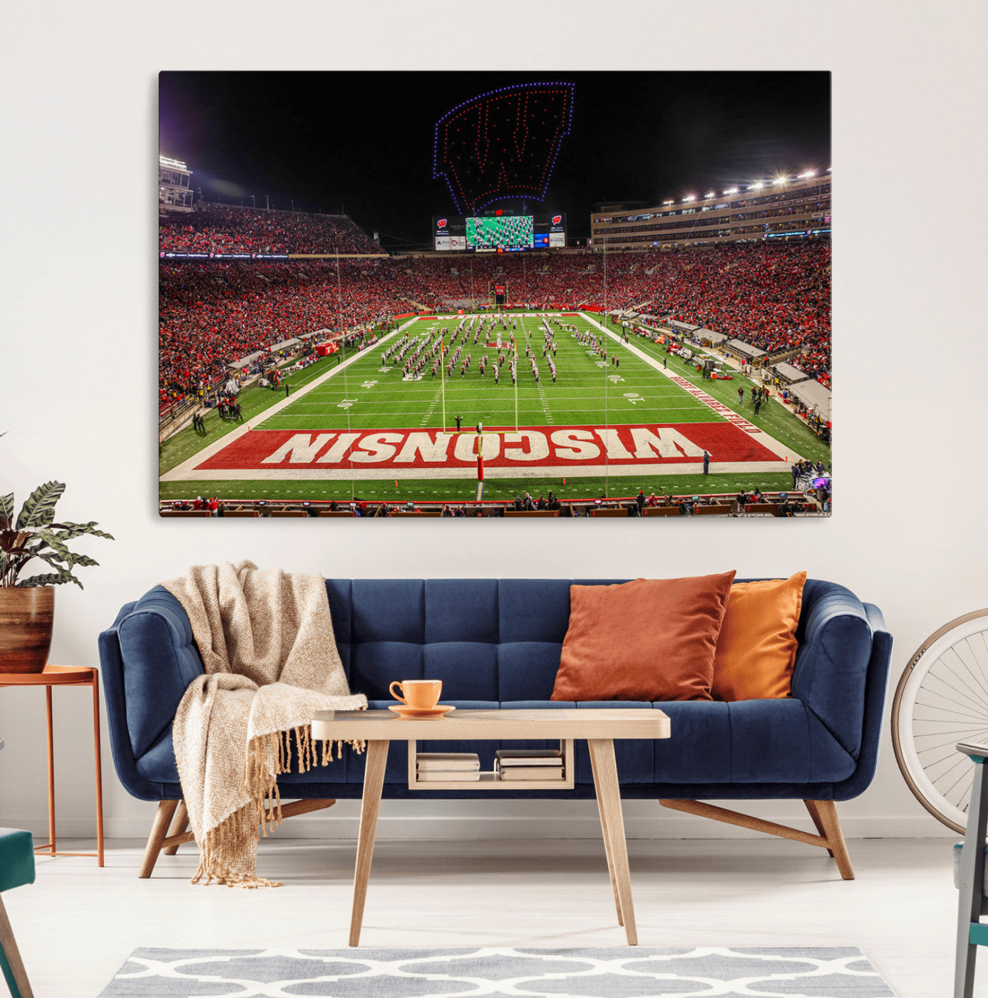 34125-MGV-CV-36X24-Wisconsin Badgers Football Team Print Canvas- Madison Camp Randall Stadium Wall Art Canvas Print