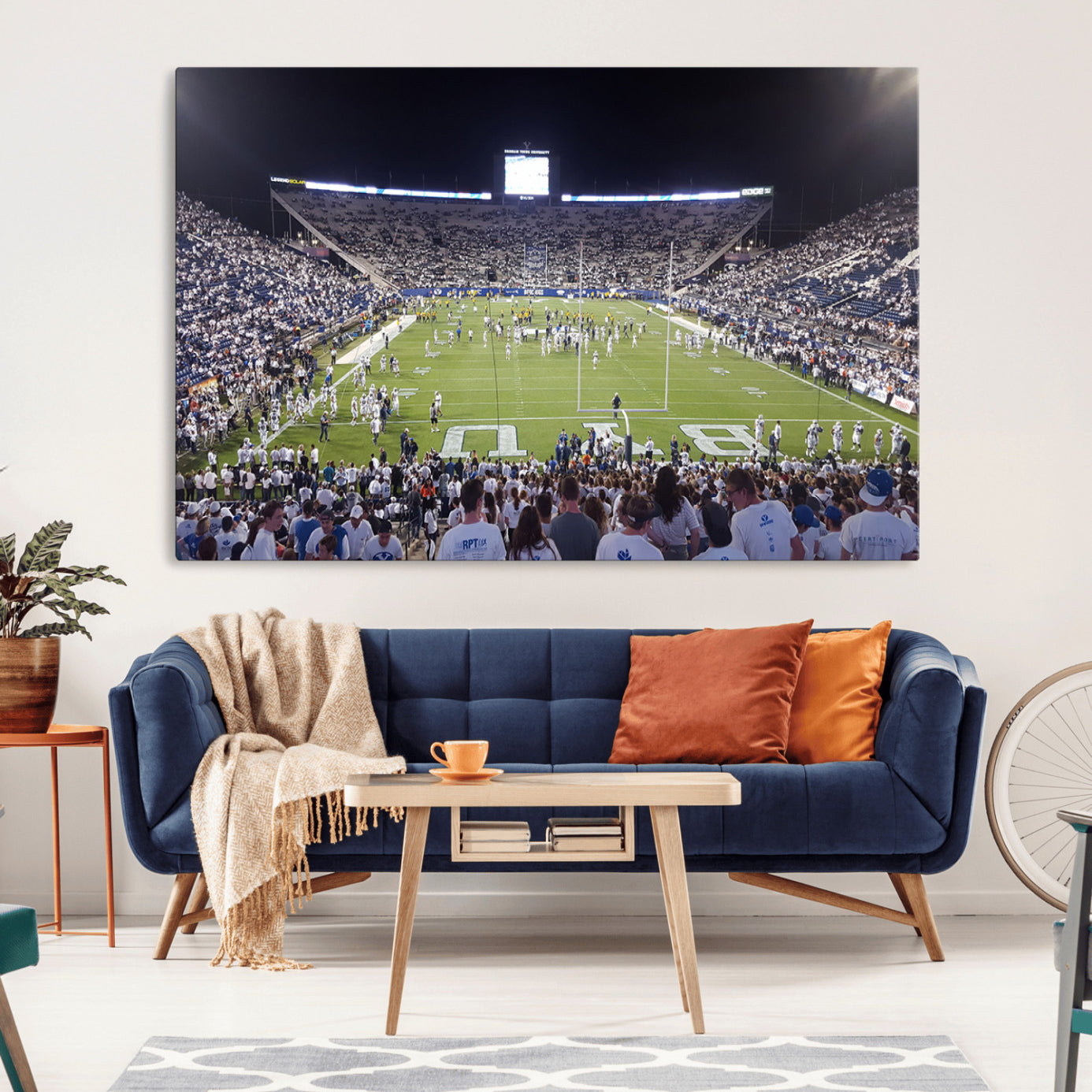 -Brigham Young University Cougars Football Print Canvas - Provo LaVell Edwards Stadium Wall Art