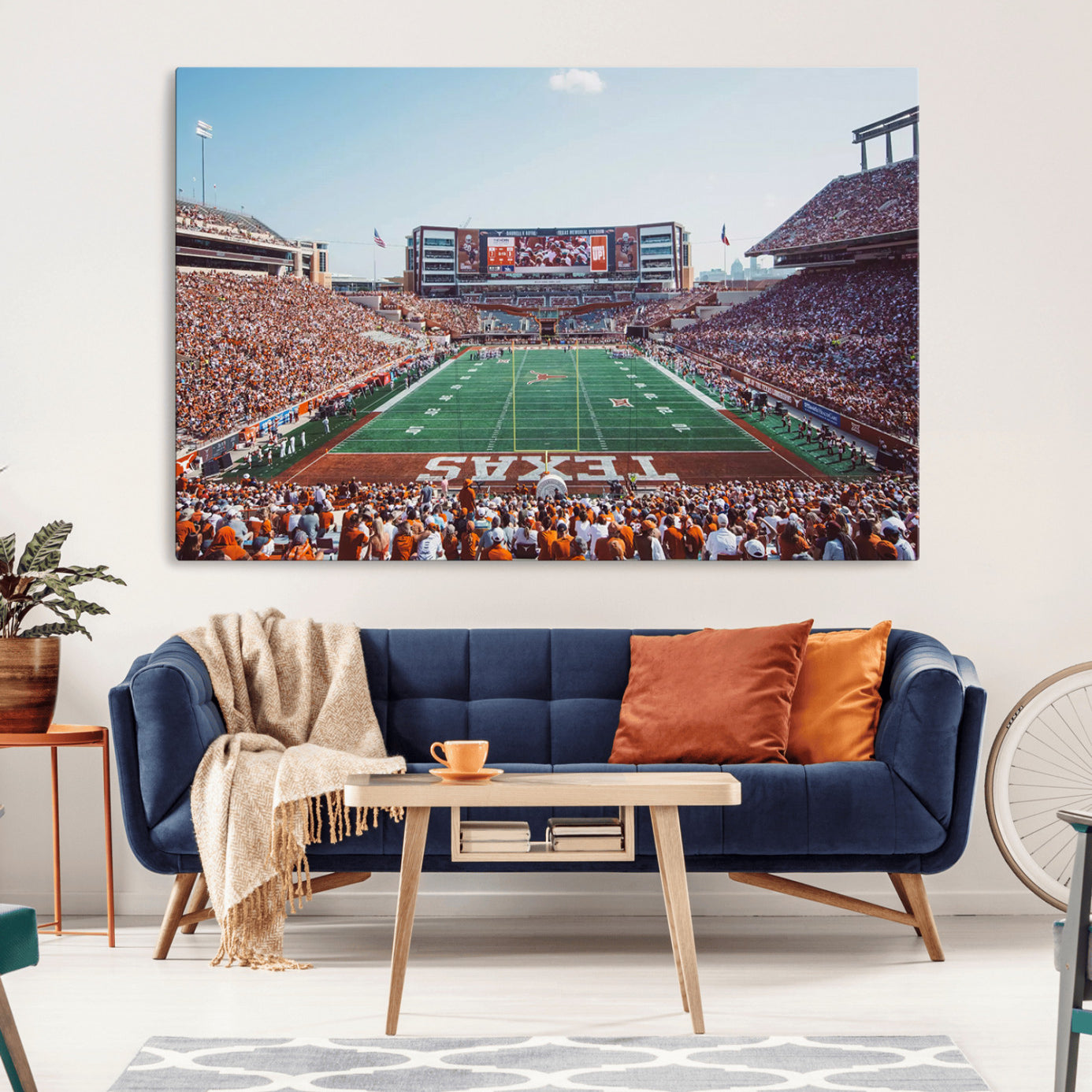 -Framed Texas Memorial Stadium Canvas, University of Texas Longhorns Football Team Print - Austin