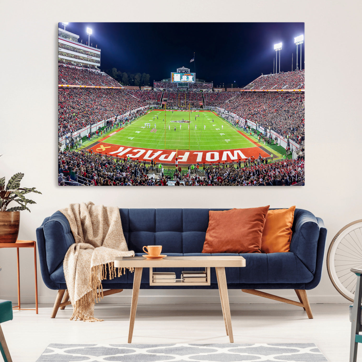 80943-MGV-CV-36X24-Wolfpack Football Team Print - Raleigh Carter-Finley Stadium Wall Art Canvas Print
