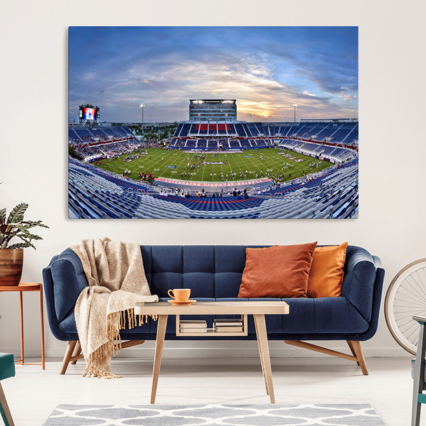 -Florida Atlantic University Owls Football Team Print - Boca Raton FAU Stadium Wall Art Canvas Print