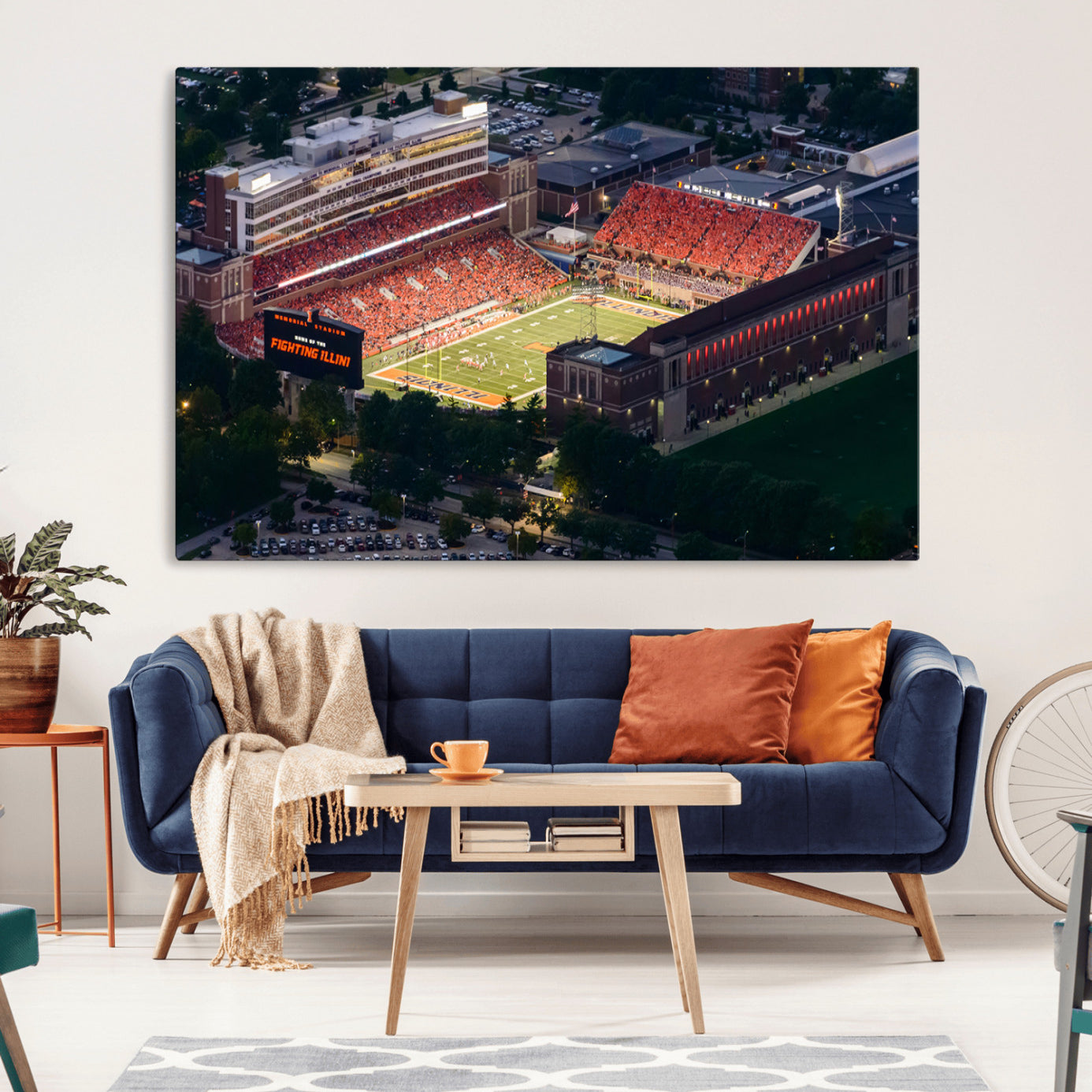 -University of Illinois Fighting Illini Football Team Print - Champaign Illinois Memorial Stadium