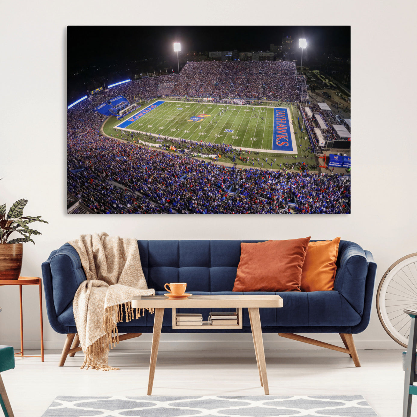 69760-MGV-CV-36X24-University of Kansas Jayhawks Football Team Print - Lawrence Kansas Memorial Stadium Wall Art Canvas
