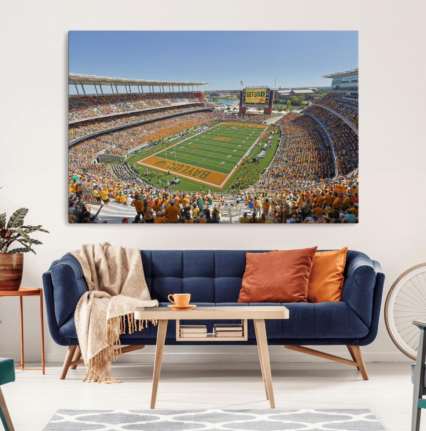 49912-MGV-CV-36X24-Baylor University Bears Football Team Print - Waco McLane Stadium Wall Art Canvas Print