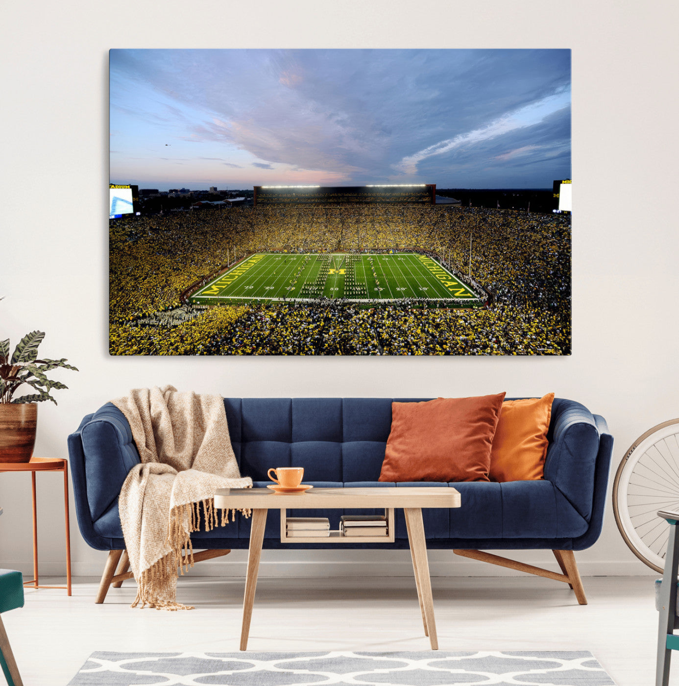 82641-MGV-CV-36X24-University of Michigan Wolverines Football Team Print - Ann Arbor Michigan Stadium Wall Art Canvas