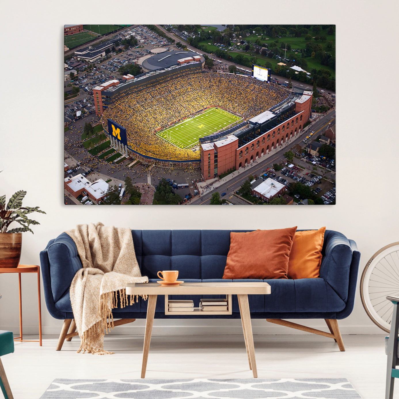 95248-MGV-CV-36X24-University of Michigan Wolverines Football Team Print - Ann Arbor Michigan Stadium Wall Art Canvas