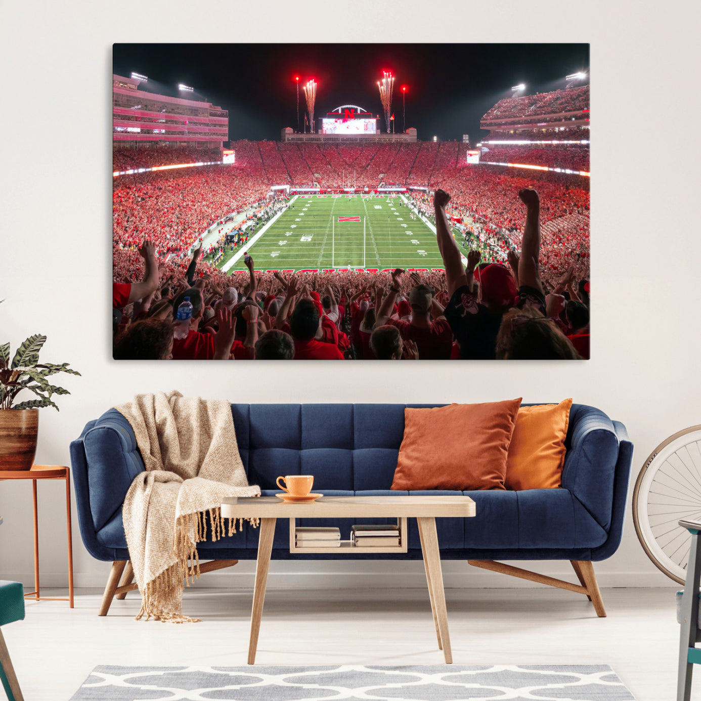 -University of Nebraska Cornhuskers Football Team Print - Lincoln Memorial Stadium Wall Art Canvas