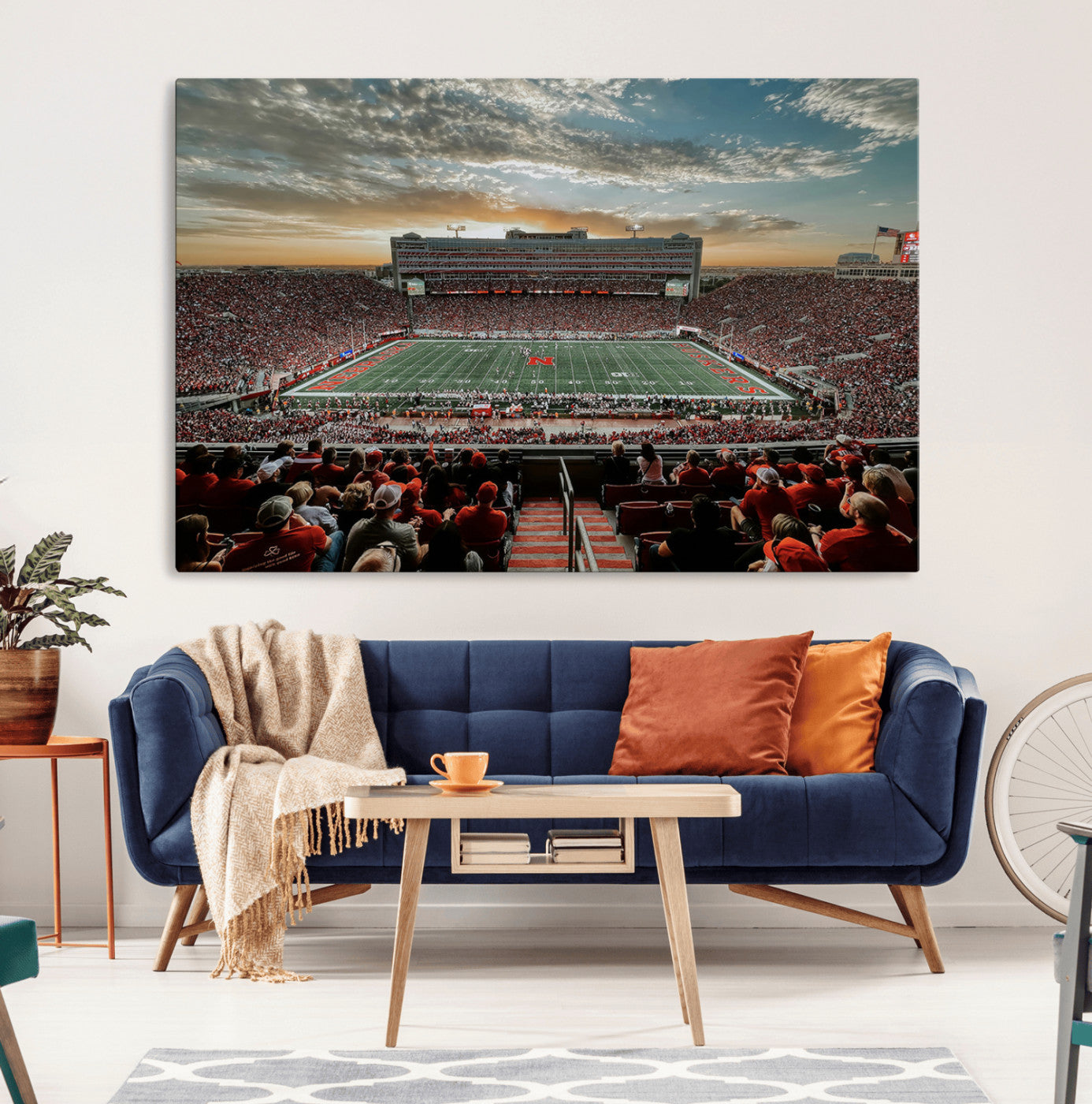 70684-MGV-CV-36X24-University of Nebraska Cornhuskers Football Team Print - Lincoln Memorial Stadium Art Canvas Print