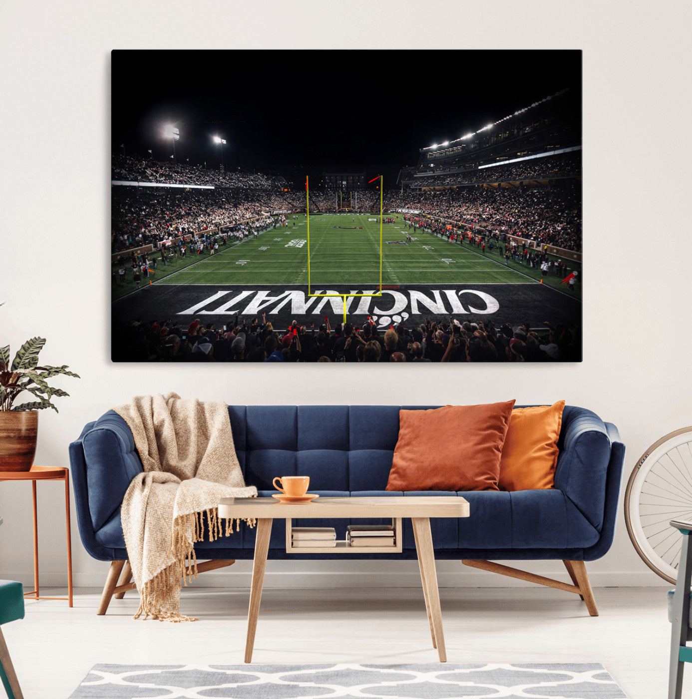 28212-MGV-CV-36X24-Cincinnati Bearcats Football Team Print - Nippert Stadium Wall Art Canvas Print
