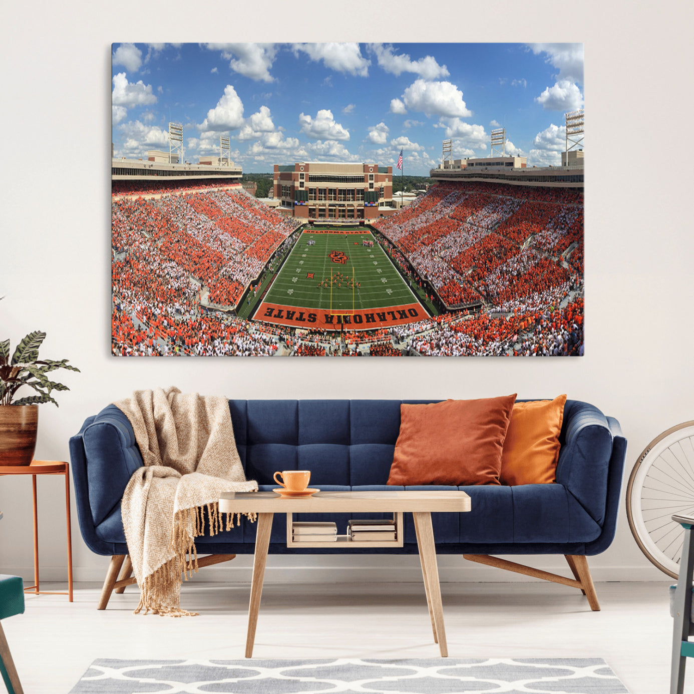 65192-MGV-CV-36X24-Oklahoma State Cowboys Football Team Print - Stillwater Boone Pickens Stadium Wall Art Canvas Print