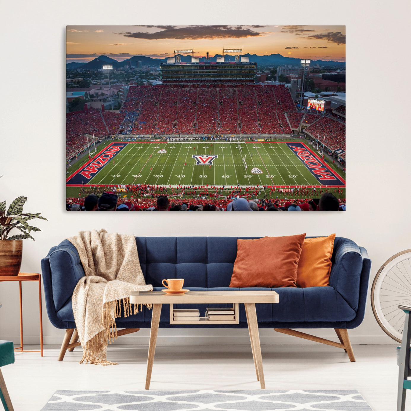 99722-MGV-CV-36X24-Framed Arizona Wildcats Football Team Print - Tucson Arizona Stadium Wall Art Canvas Print