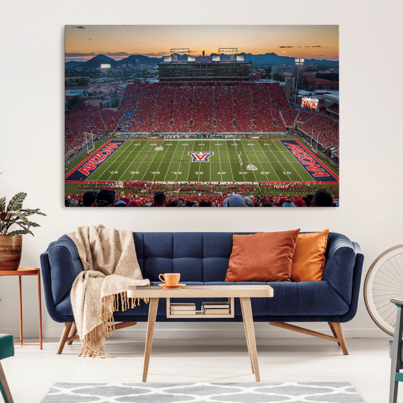 -Arizona Wildcats Football Team Print - Tucson Arizona Stadium Wall Art Canvas Print