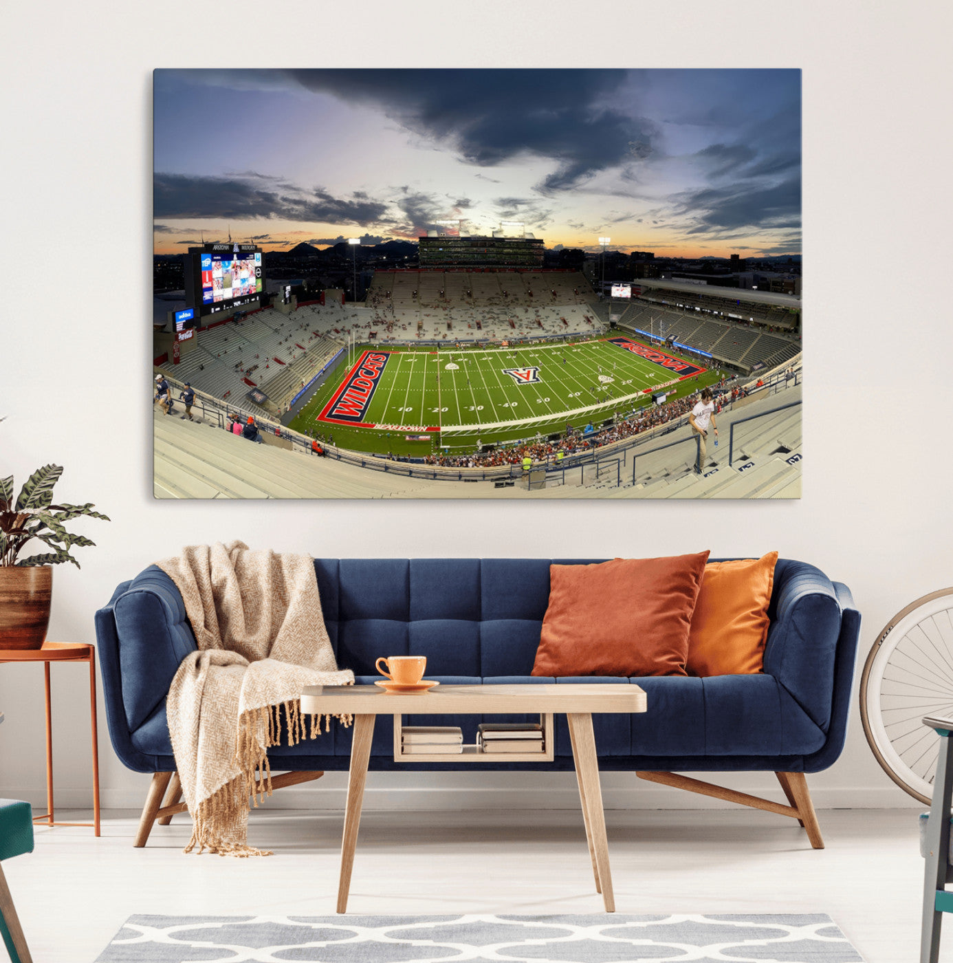 -Arizona Wildcats Football Team Print - Tucson Arizona Stadium Wall Art Canvas Print