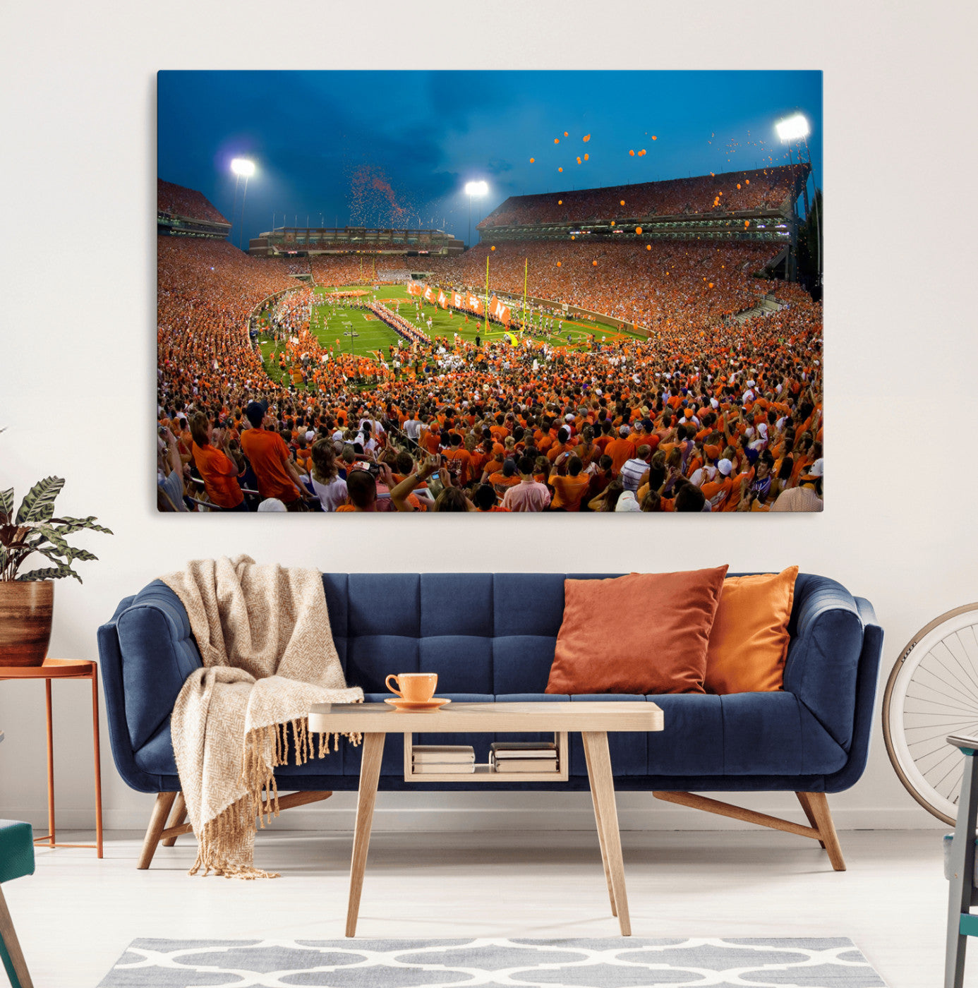 -Clemson University Tigers Football Team Print - Clemson Memorial Stadium Wall Art Canvas Print