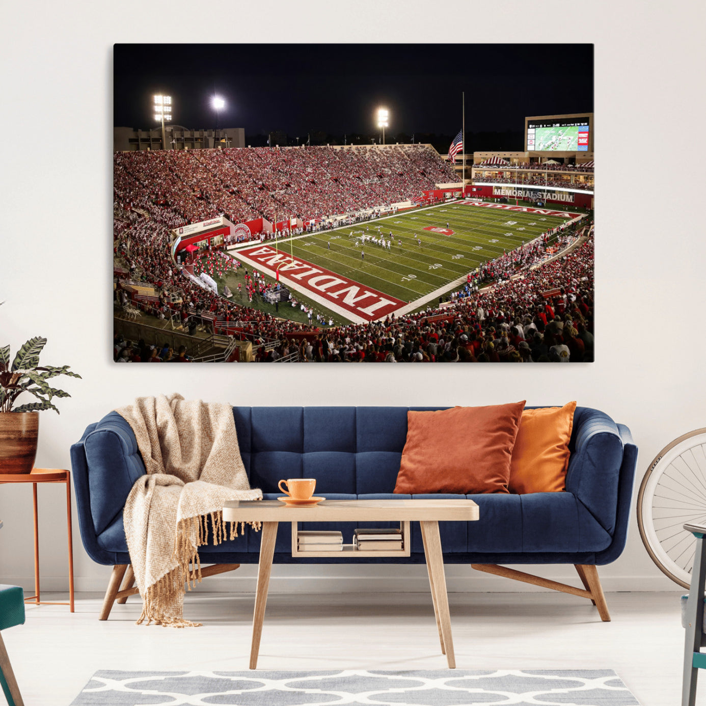 82748-MGV-CV-36X24-Indiana University Hoosiers Football Team Print Canvas - Bloomington Memorial Stadium Wall Art