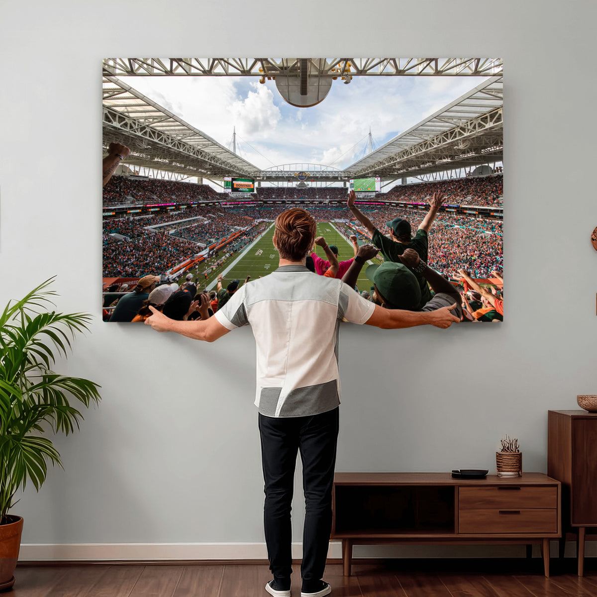 66239-PAN-FL-20X10 - Miami Hurricanes Football Team Wall Art Print - Miami Hard Rock Stadium Wall Art Canvas Print