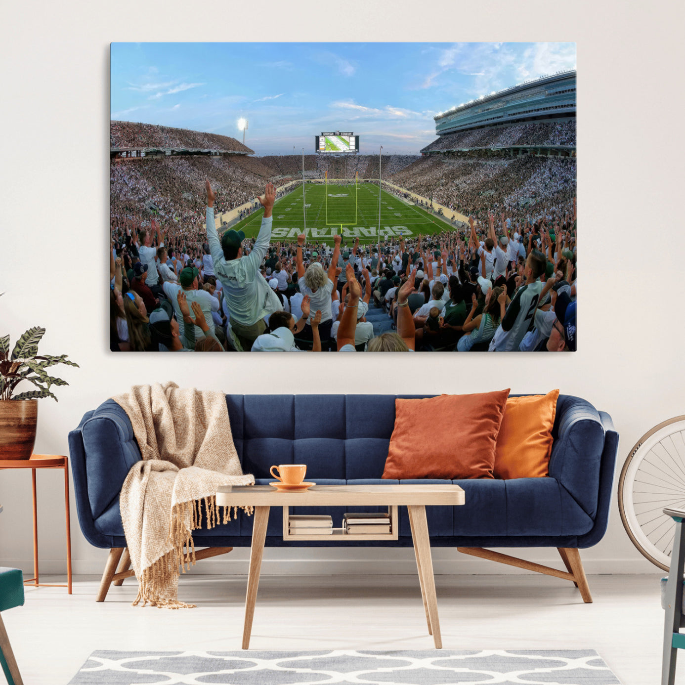 -Michigan State Spartans Football Team Art Print - East Lansing Spartan Stadium Wall Art Canvas Print