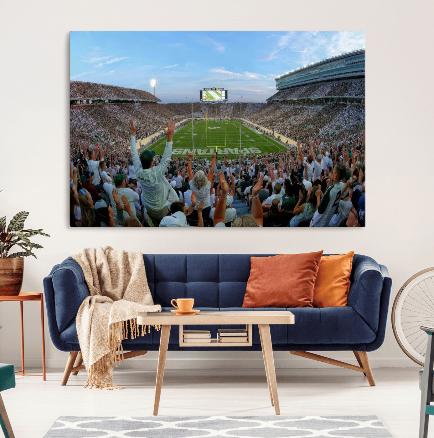 -Michigan State Spartans Football Team Art Print - East Lansing Spartan Stadium Wall Art Canvas Print