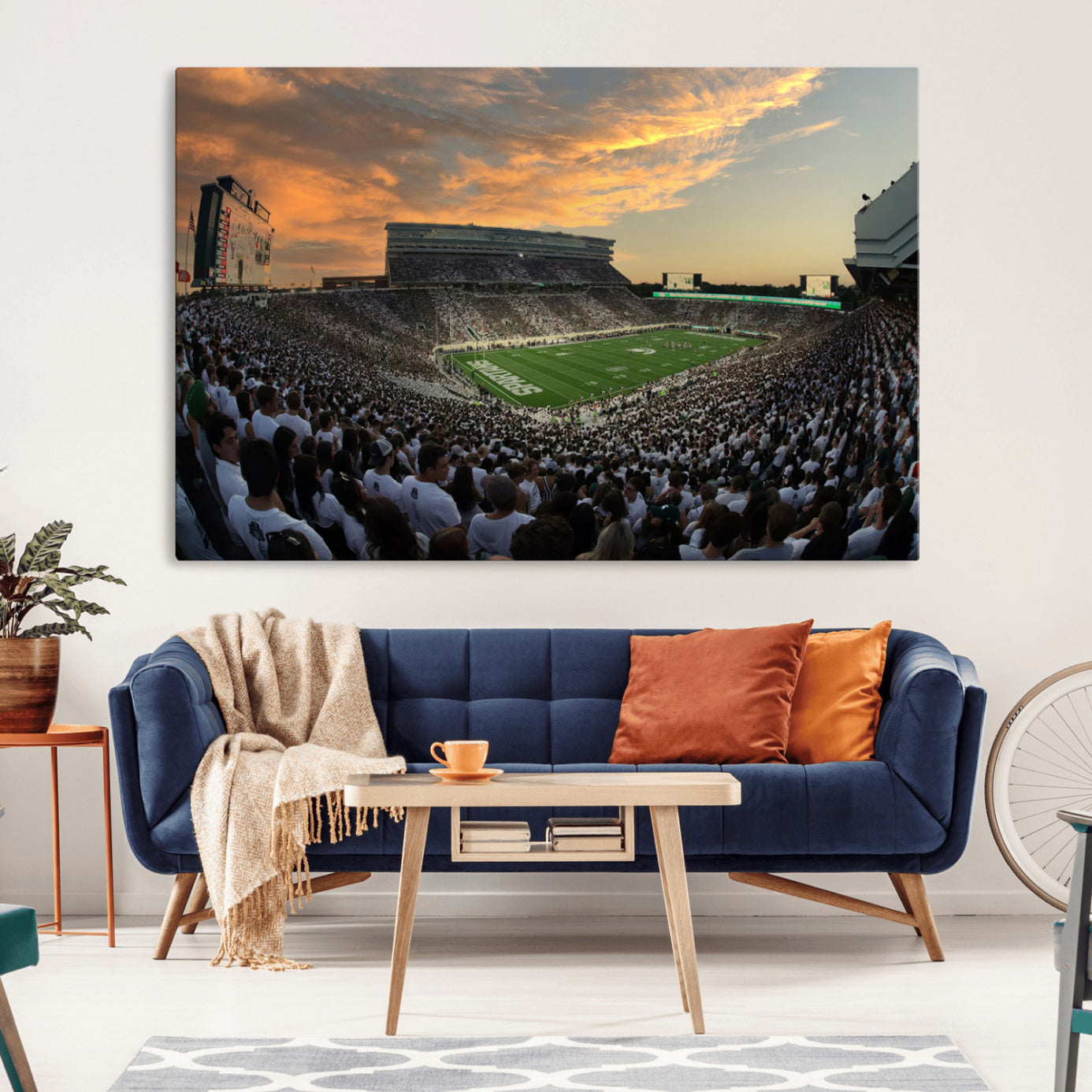 99155-MGV-CV-36X24-Michigan State Spartans Football Team Print - East Lansing Spartan Stadium Wall Art Canvas Print