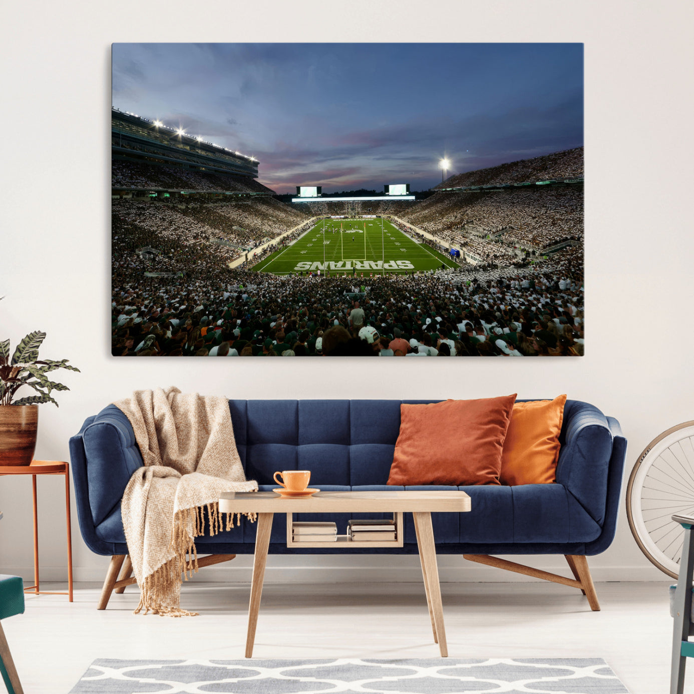 90831-MGV-CV-36X24-Michigan State Spartans Football Team Print - East Lansing Spartan Stadium Canvas Print