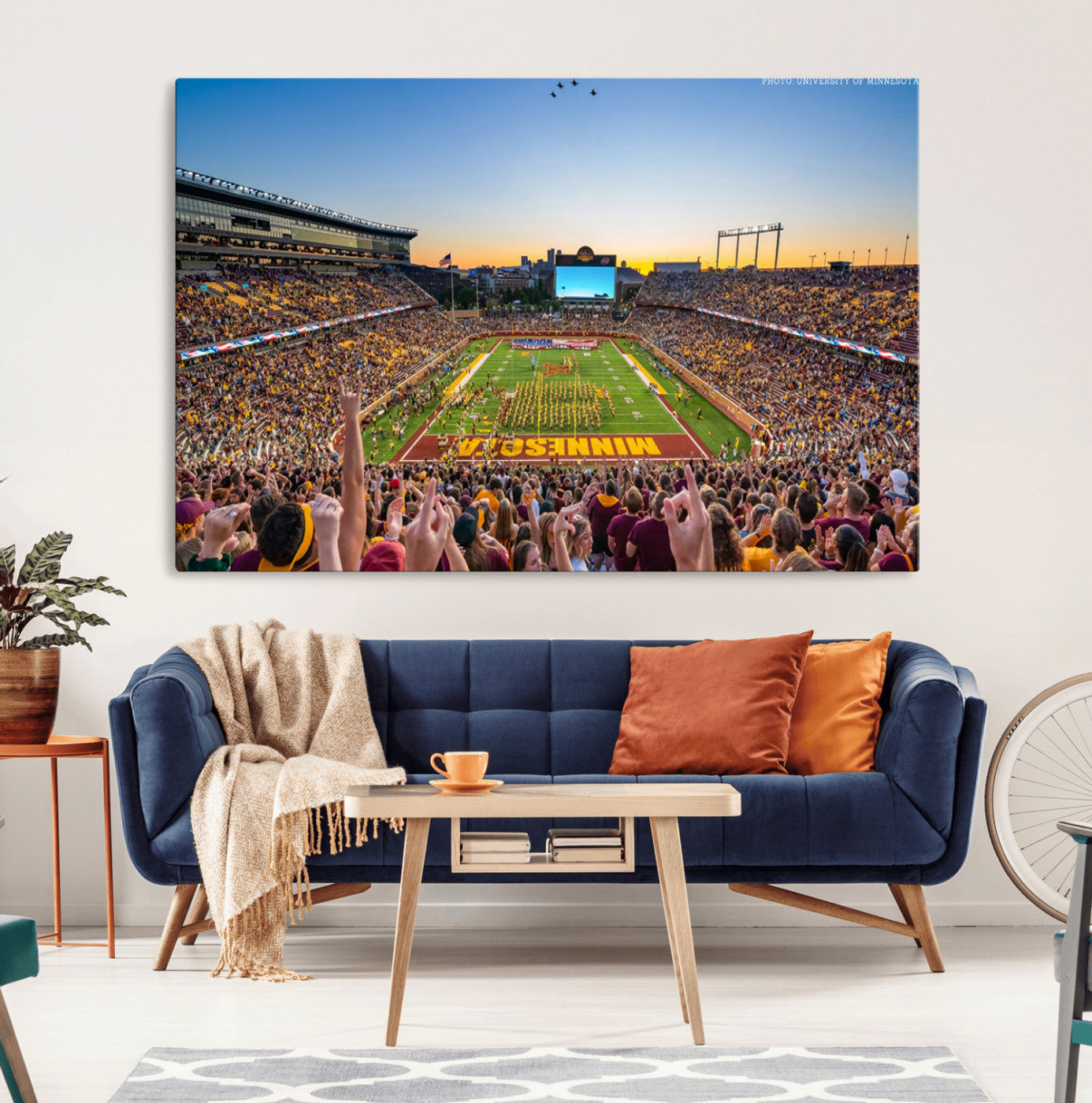 63452-MGV-CV-36X24-University of Minnesota Golden Gophers Football Team Print - Minneapolis Huntington Bank Stadium