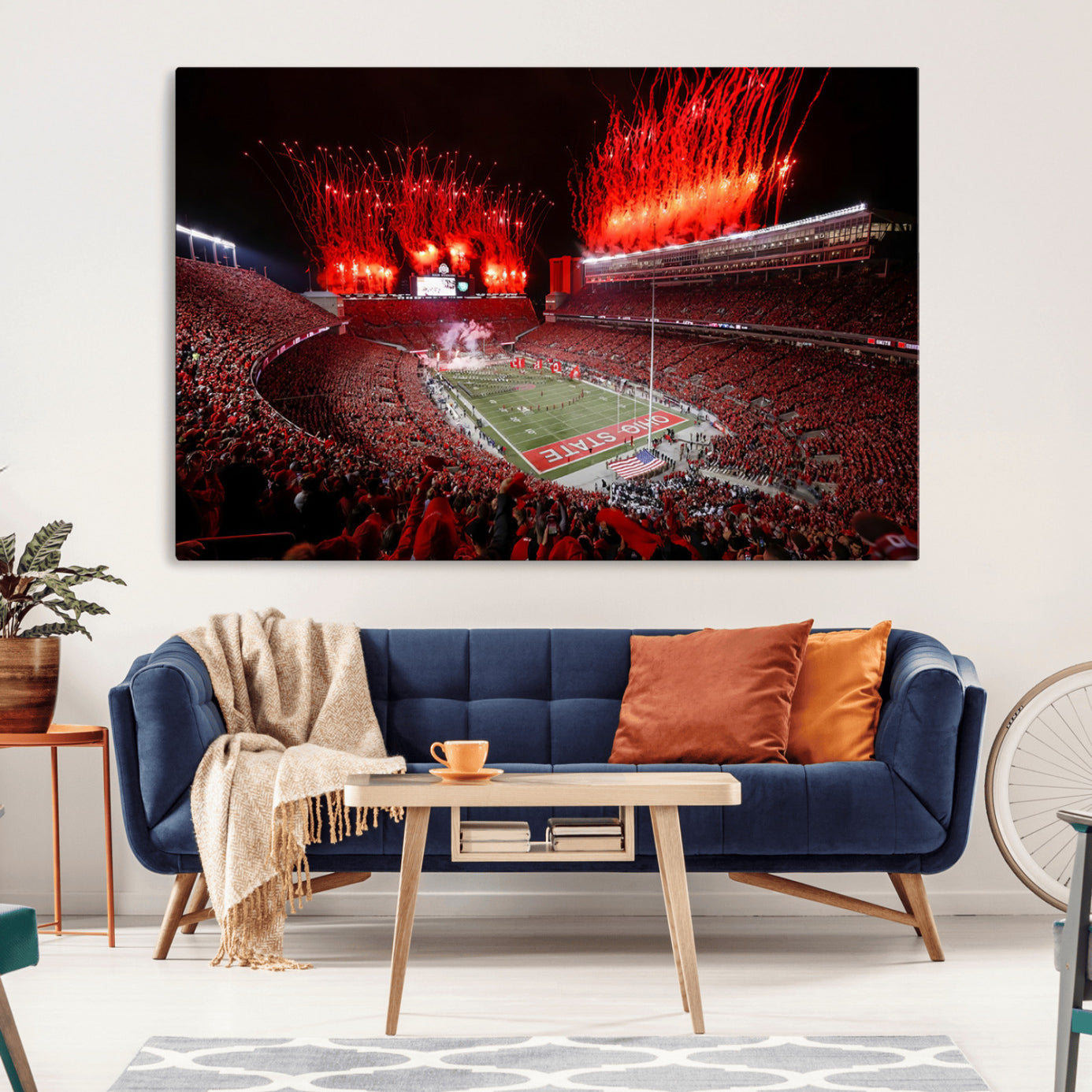 56909-MGV-CV-36X24-Ohio State University Buckeyes Football Team Print - Columbus Ohio Stadium Wall Art Canvas Print