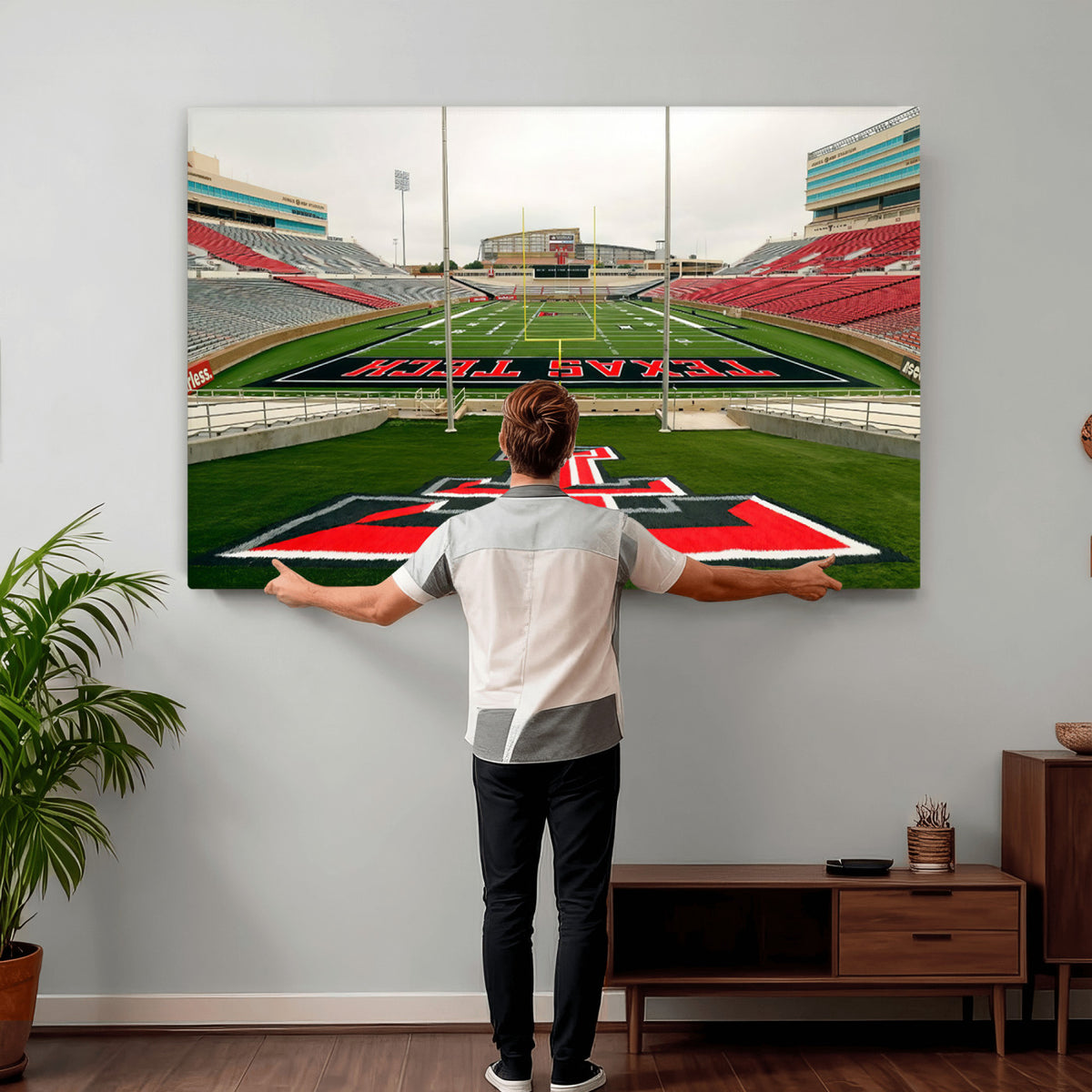 43169-PAN-FL-20X10 - Texas Tech Red Raiders Football Team Print - Lubbock Jones AT&T Stadium Wall Art Canvas Print