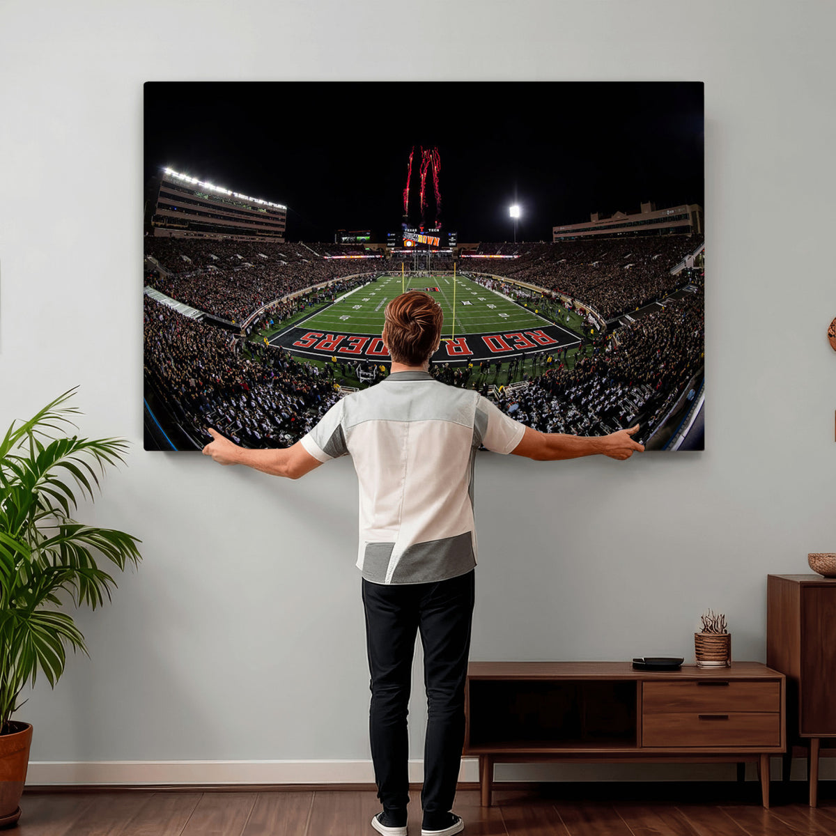 83122-PAN-FL-20X10 - Framed Texas Tech Red Raiders Stadium Canvas, Texas Tech Red Raiders Football Team Print - Lubbock