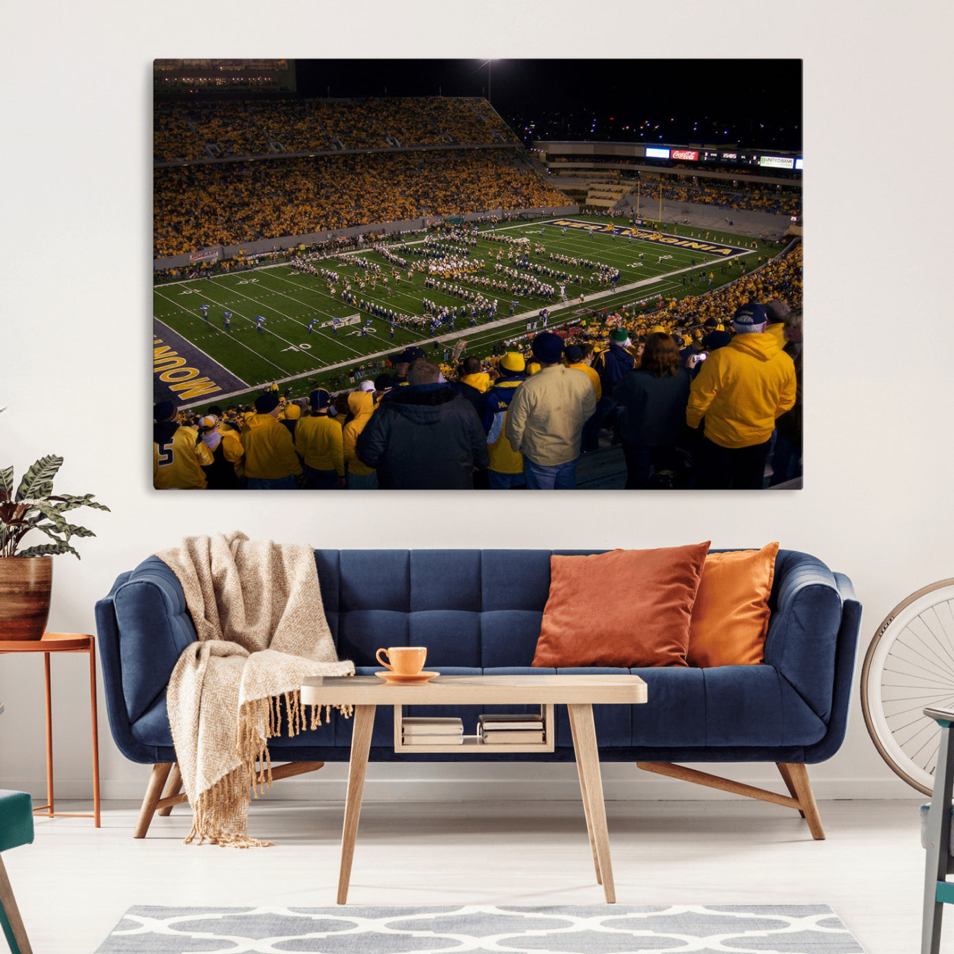 -West Virginia Uni Mountaineers Football Team Print - Milan Puskar Stadium Canvas Print Wall Art,