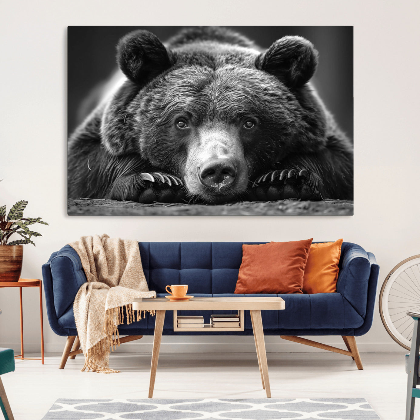 -Resting Grizzly 399 Bear Canvas Print | Ready to Hang Wall Art | Rustic Cabin & Farmhouse Decor |