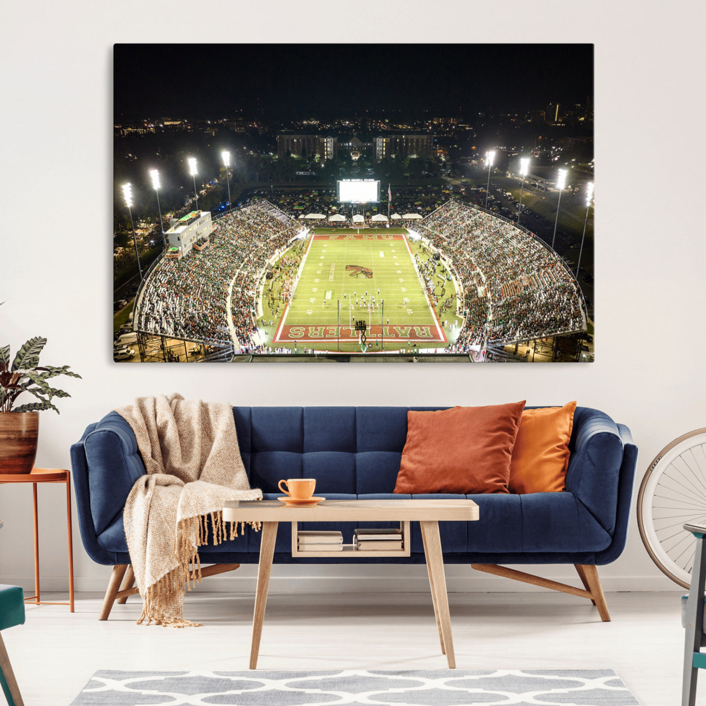 -Florida A&M Rattlers Football Team Print - Tallahassee Bragg Memorial Stadium Wall Art Canvas Print