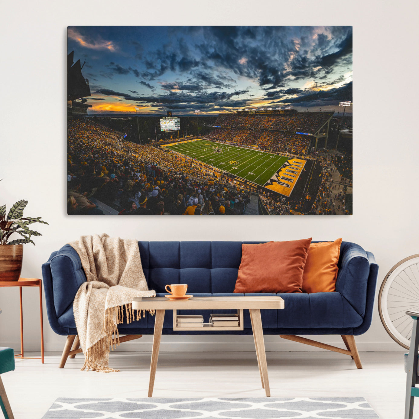 -University of Wyoming Cowboys Football Team Print - Laramie War Memorial Stadium Wall Art Canvas
