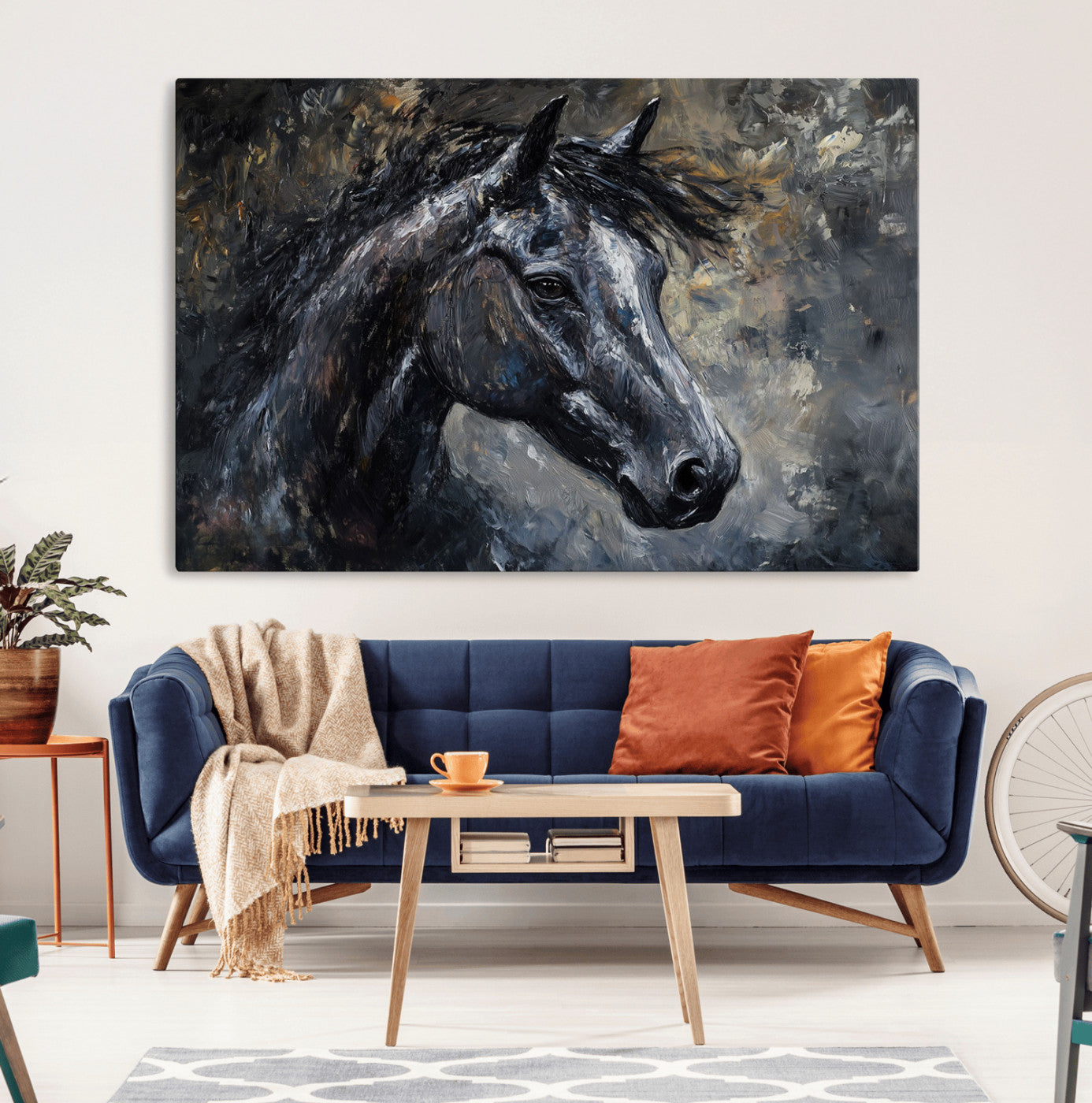 74166-MGV-CV-36X24-Large Abstract Horse Wall Art Canvas Print | Farmhouse Wall Decor | Rustic Horse Art | Western Cabin