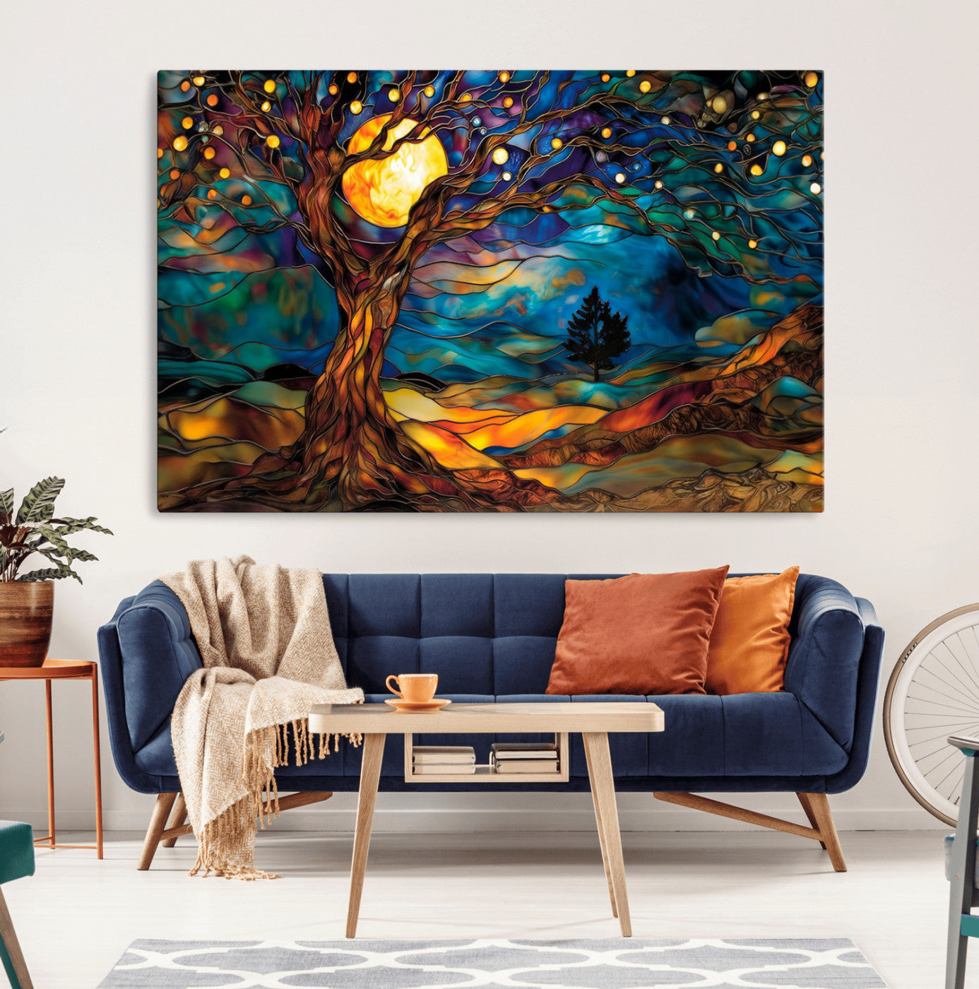 18319-MGV-CV-36X24-Tree of Life Wall Art - Yggdrasil Tree of Life Canvas Print - Vibrant Moonlit Tree Wall Art, Tree