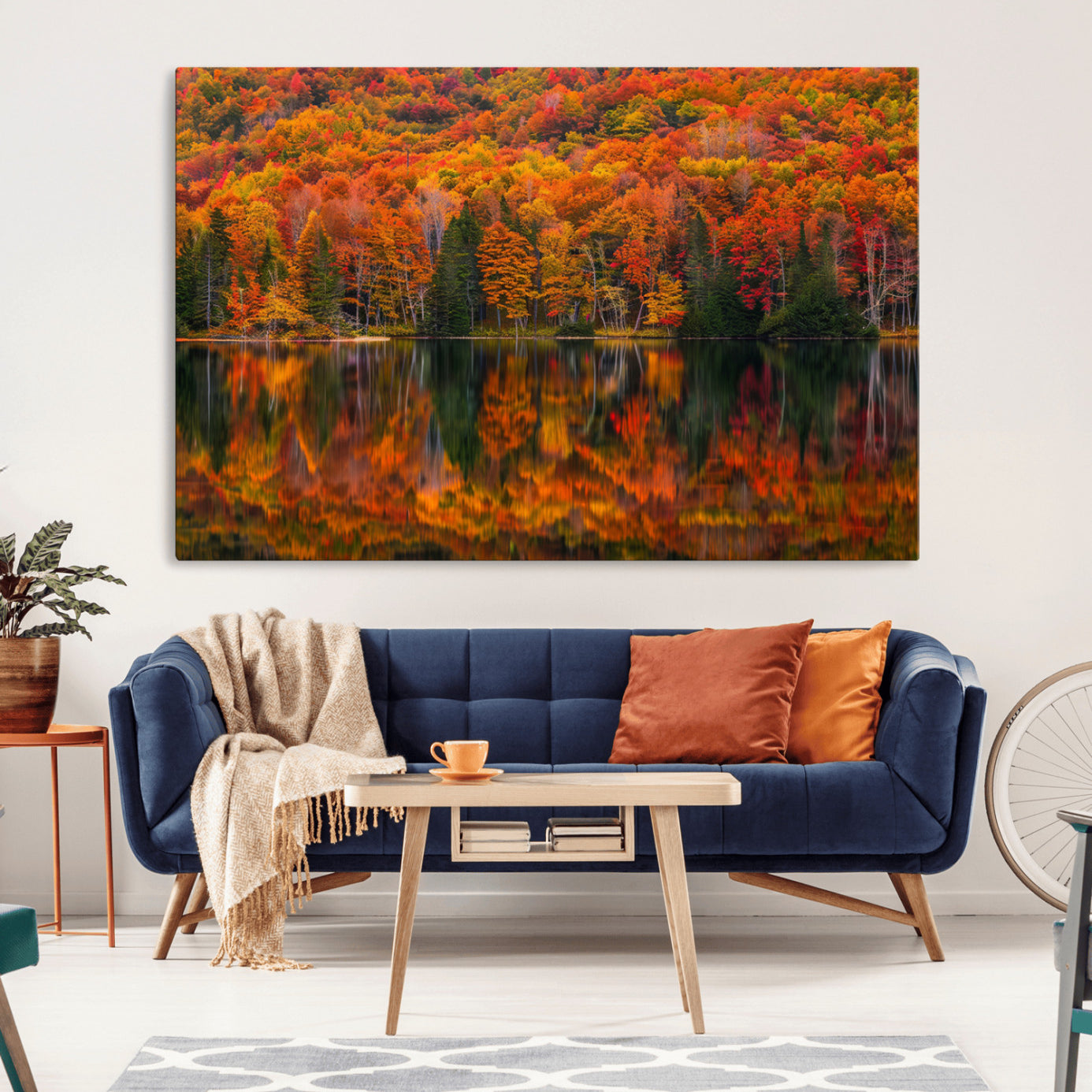 -Fall Foliage Wall Art - Autumn Reflection Canvas Print, Stunning Fall Foliage Wall Art, Serene Lake