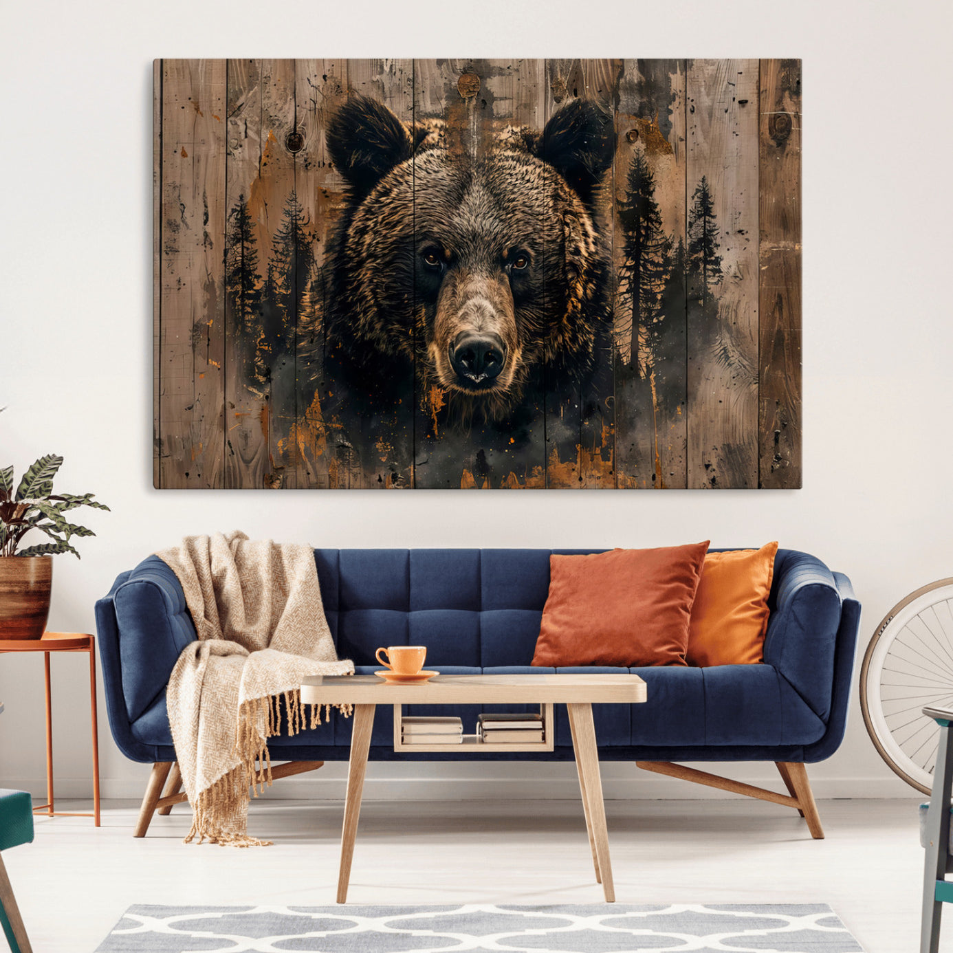 76998-MGV-CV-36X24-Rustic Grizzly 399 Wall Art | Triptych Canvas Print | Rustic Cabin Wall Decor | Perfect for
