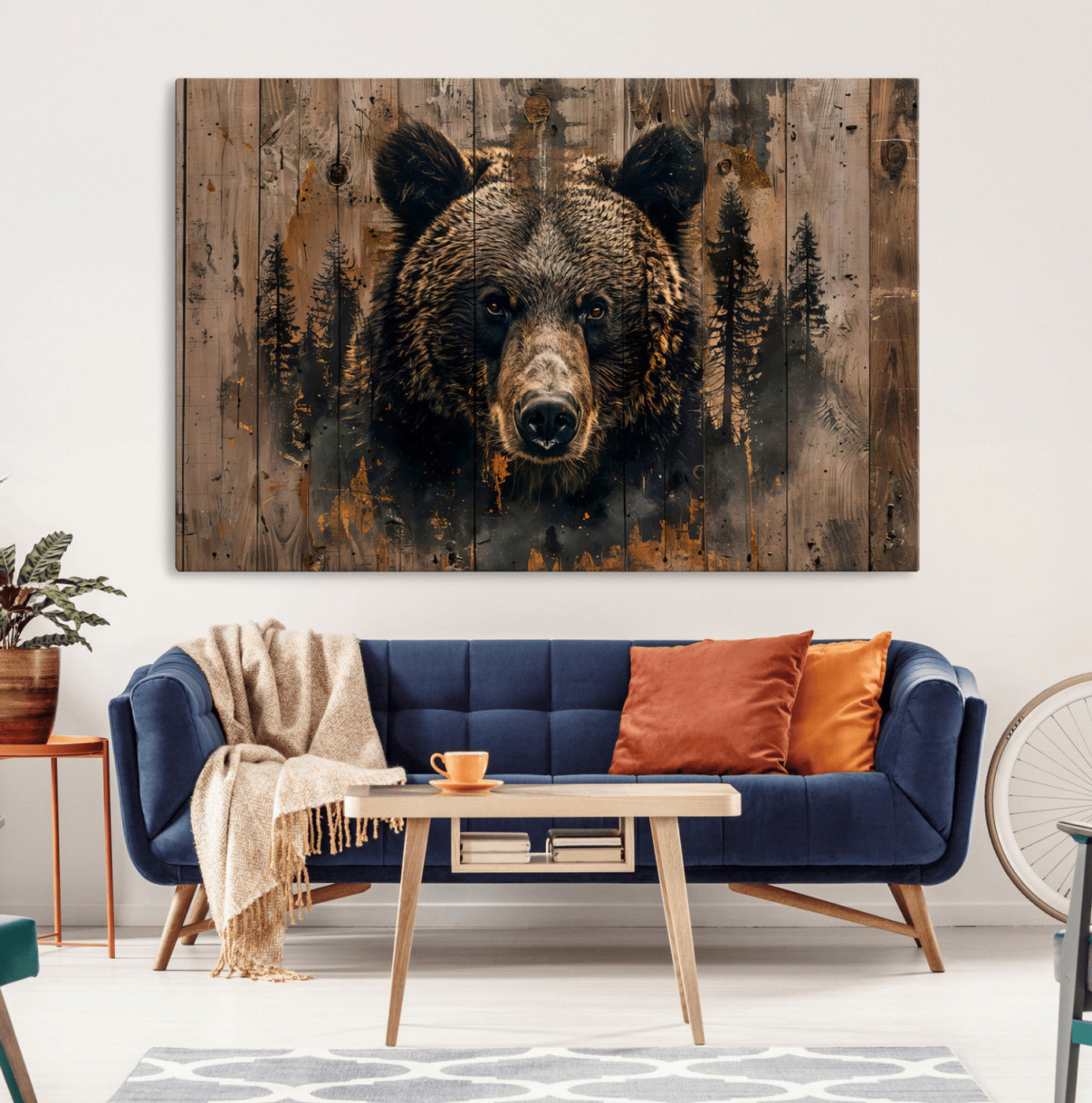 76998-MGV-CV-36X24-Rustic Grizzly 399 Wall Art | Triptych Canvas Print | Rustic Cabin Wall Decor | Perfect for