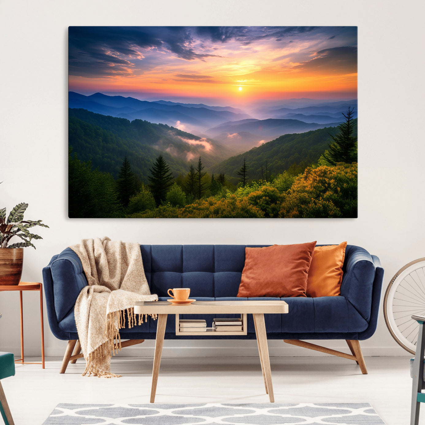 -Majestic Mountain Sunrise Print | Landscape Wall Art | Canvas Print Ready to Hang | Farmhouse Wall