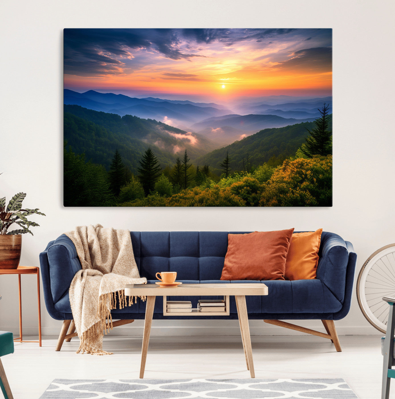 -Majestic Mountain Sunrise Print | Landscape Wall Art | Canvas Print Ready to Hang | Farmhouse Wall